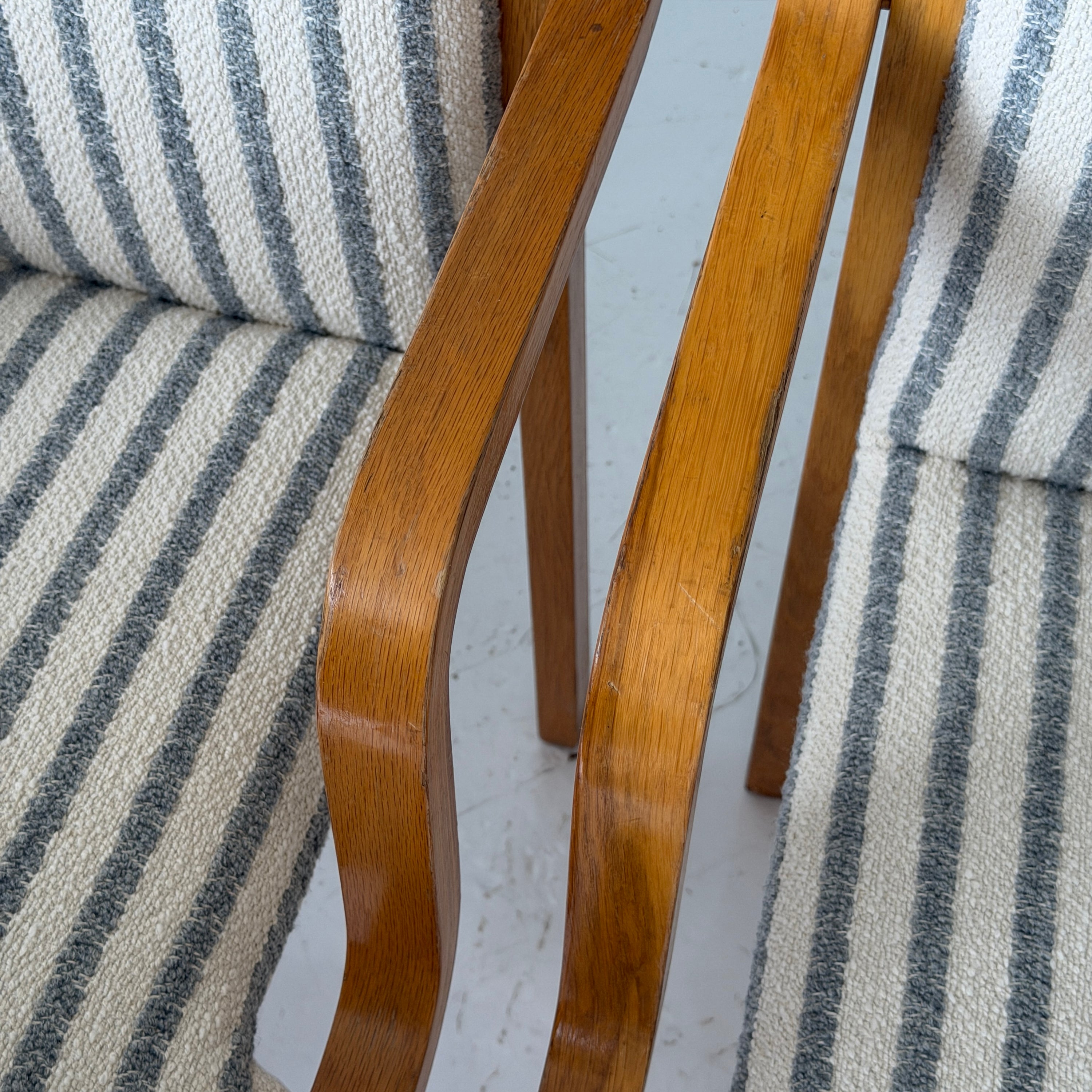 Finnish Bentwood Striped Armchairs by Stendig