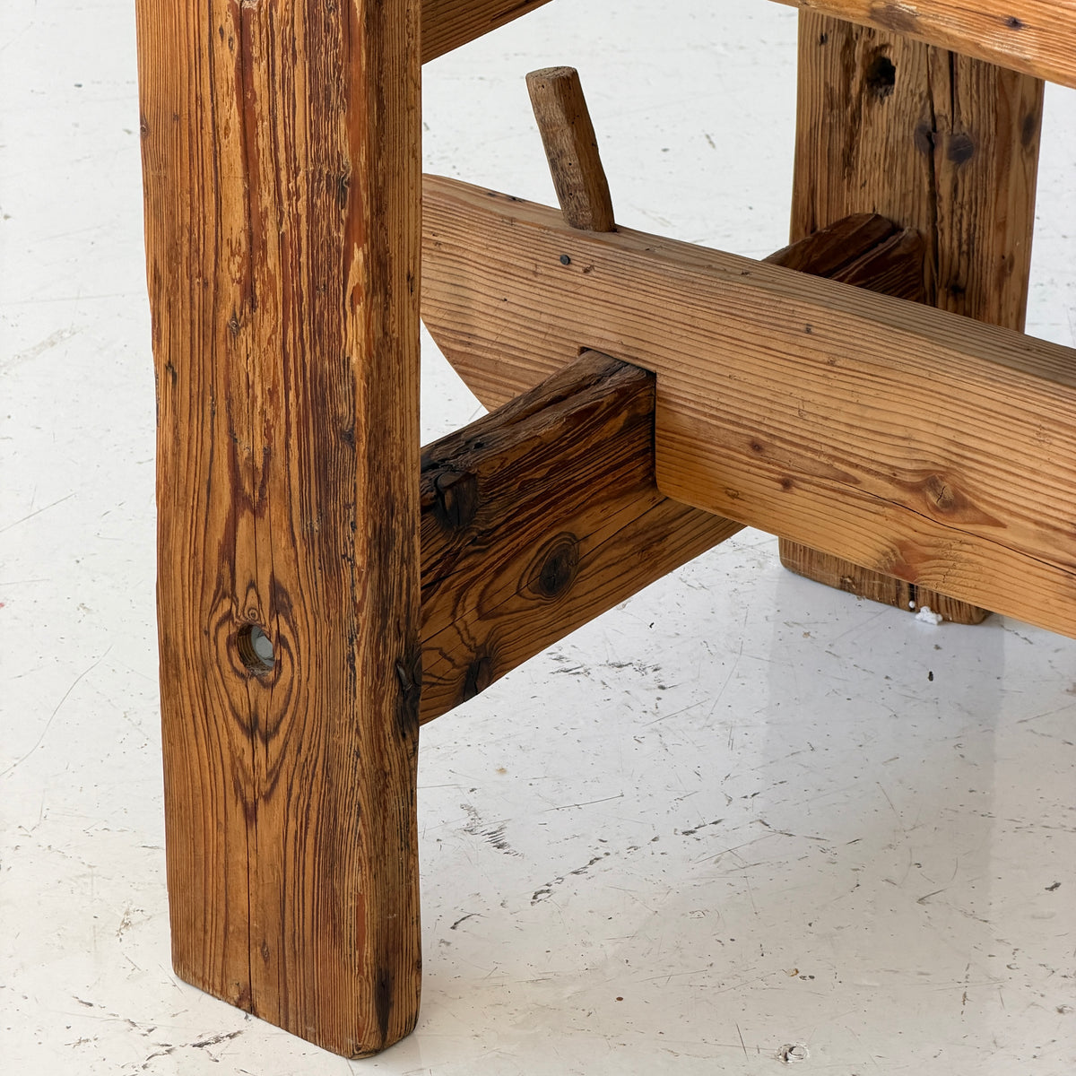 Belgian Brutalist Pine Dining Table