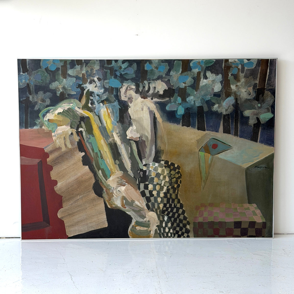 Monumental Figural Abstract Acrylic on Canvas Painting