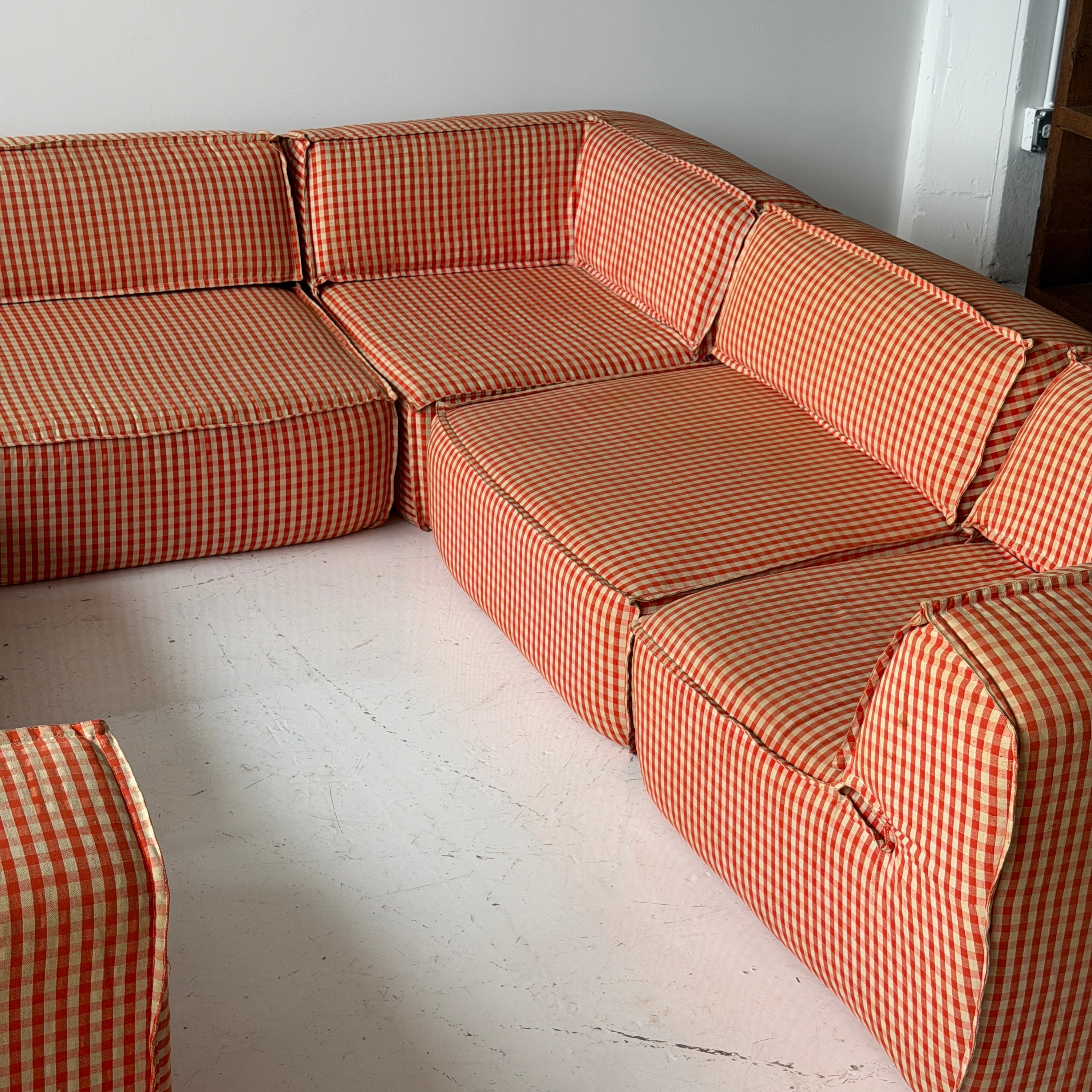 Playpen Sectional by Hans Hopfer for Roche Bobois in Gingham