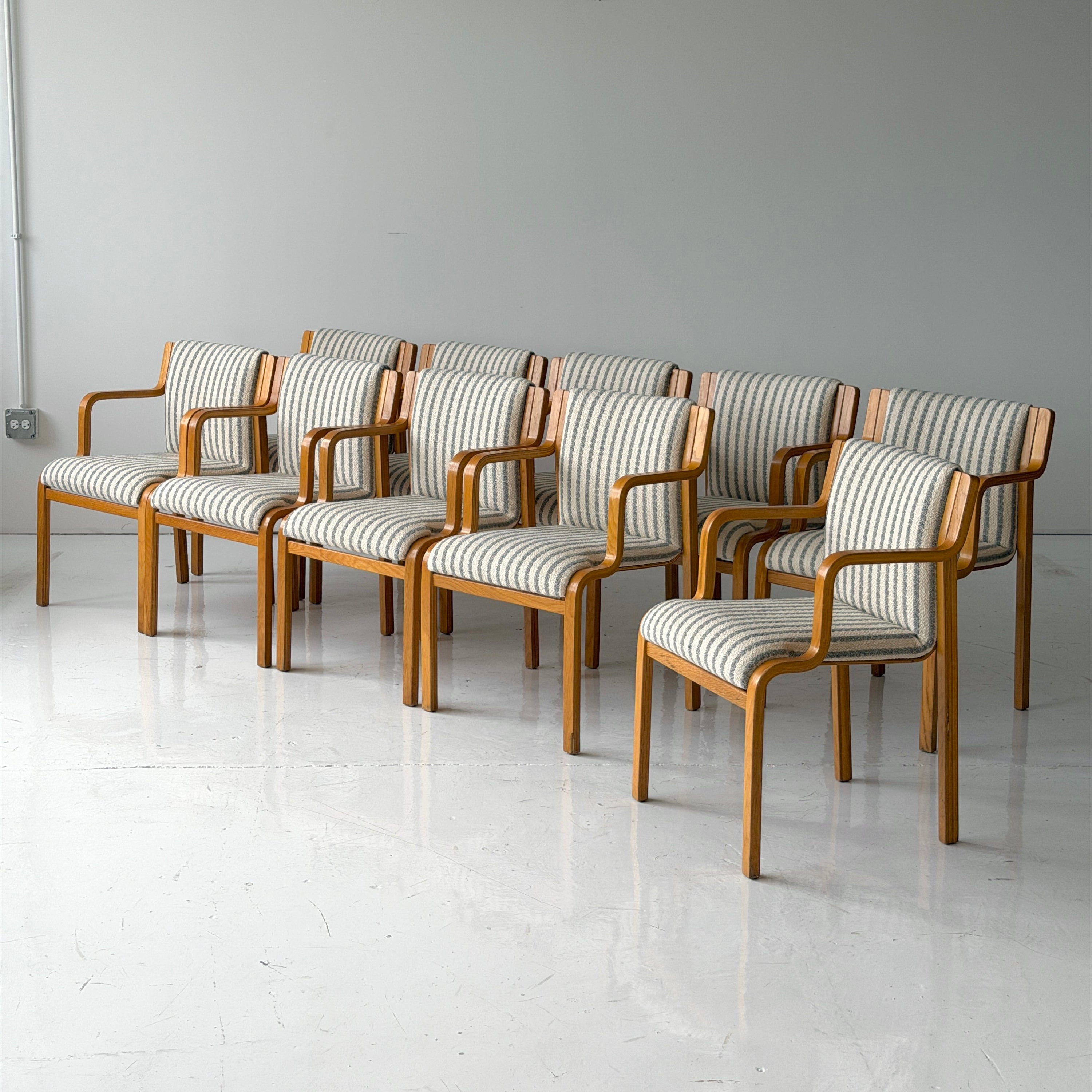 Finnish Bentwood Striped Armchairs by Stendig
