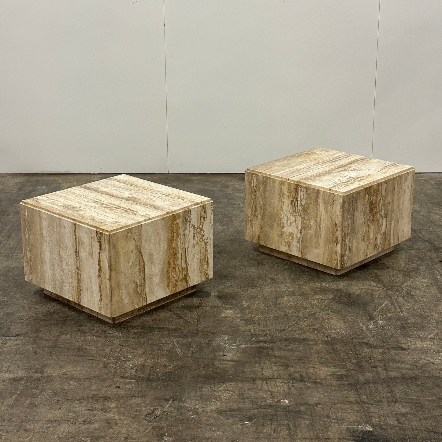 Italian Travertine Cube Tables