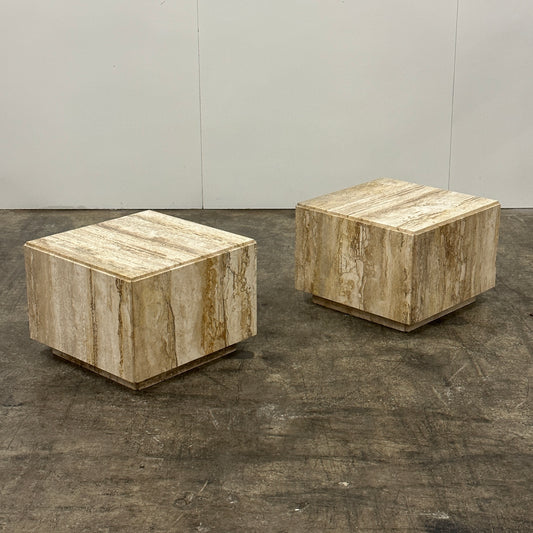 Italian Travertine Cube Tables