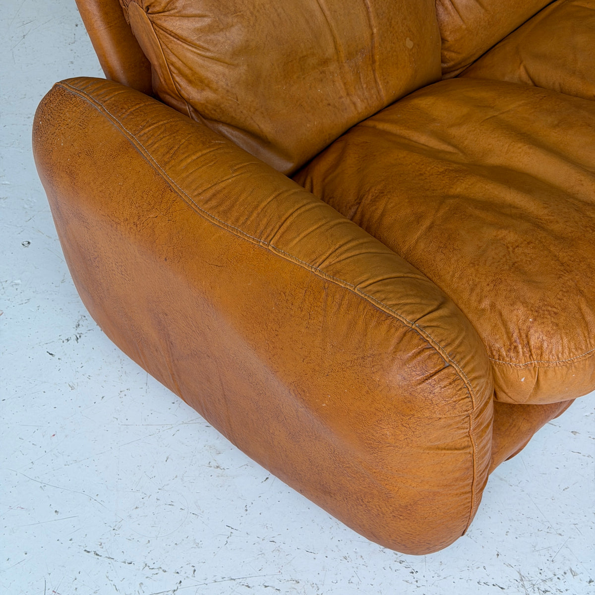 Overstuffed Italian Leather Sofa