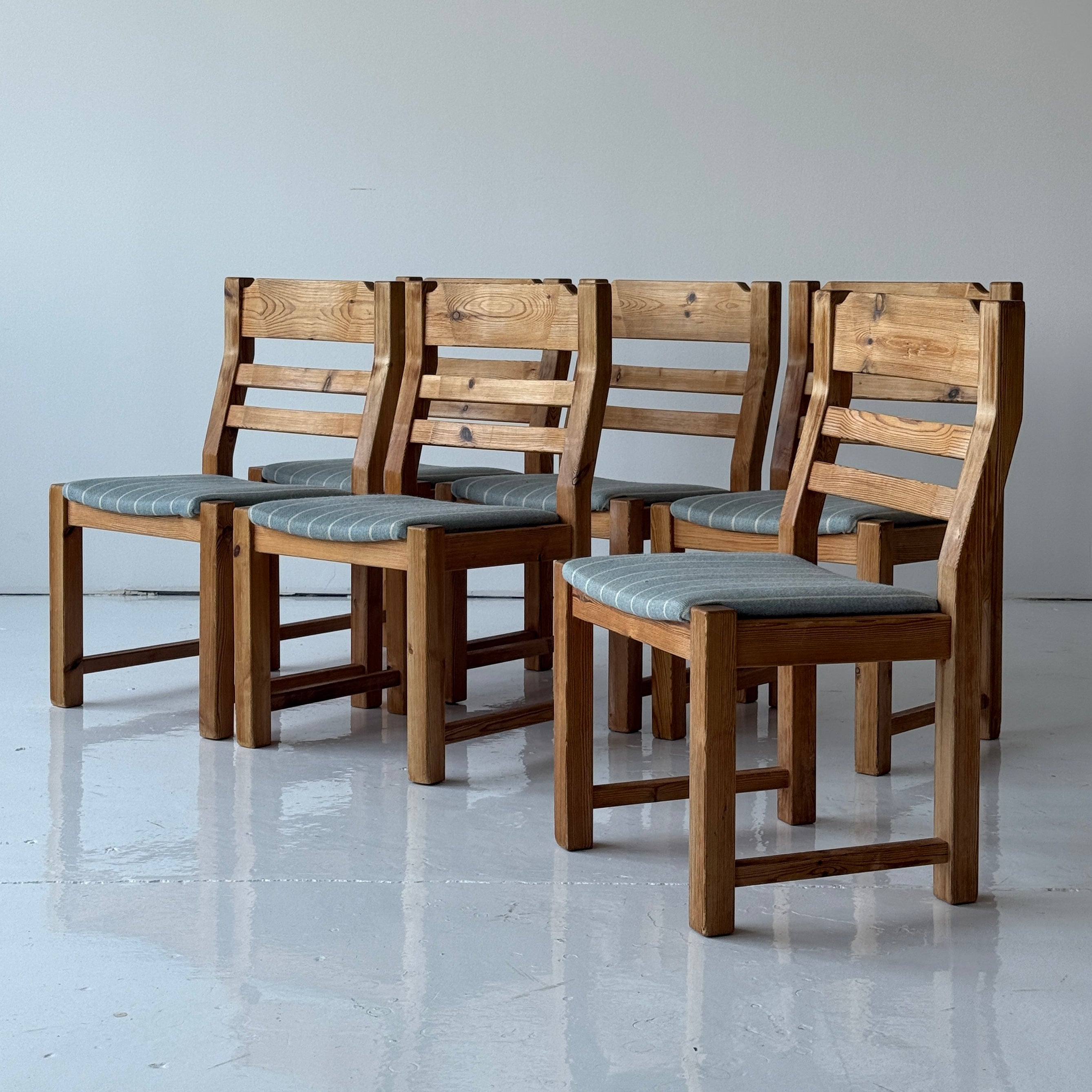 Swedish Pine Brutalist Dining Chairs