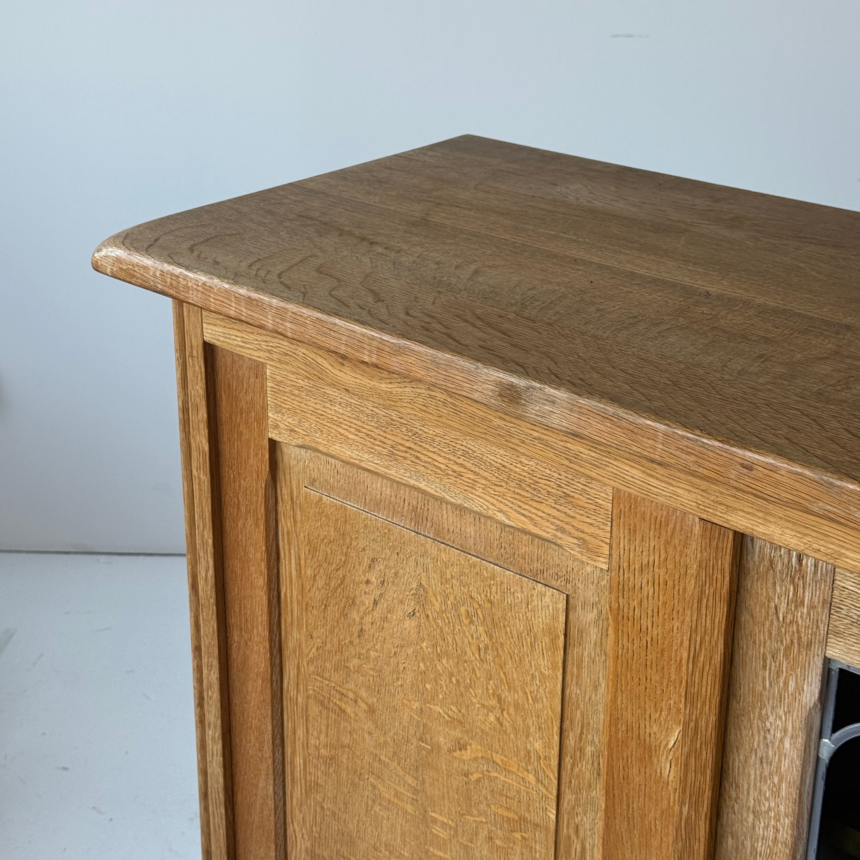Danish Carved Oak Brutalist Wood Sideboard