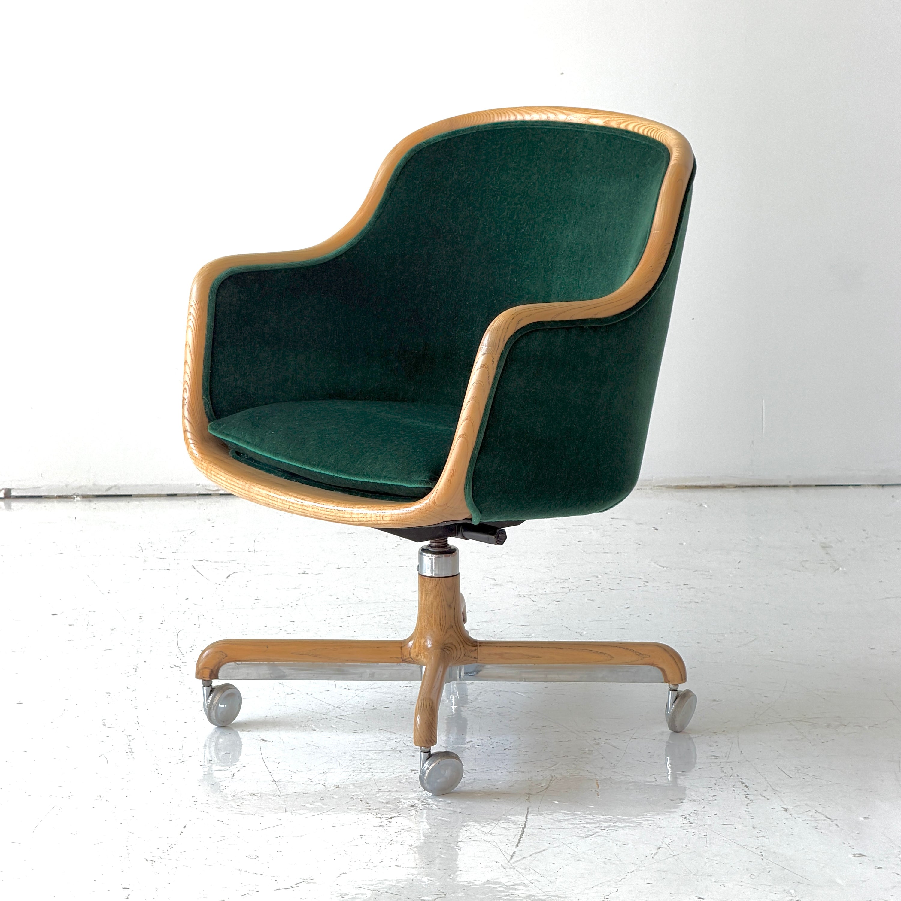 Mobius Swivel Desk Chair by Ward Bennett in Mohair