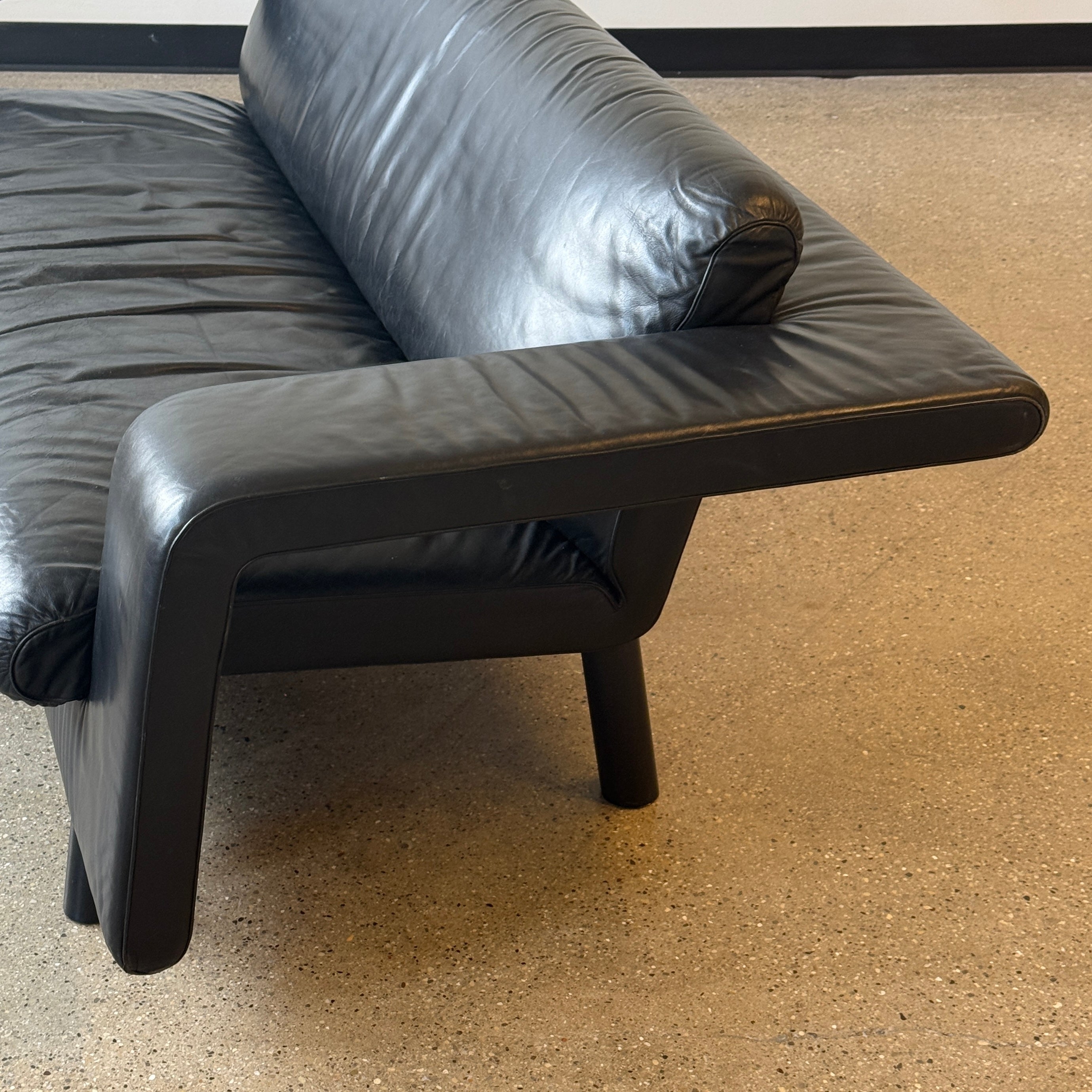 DS-107 Black Leather Sofa by Paolo Piva for De Sede