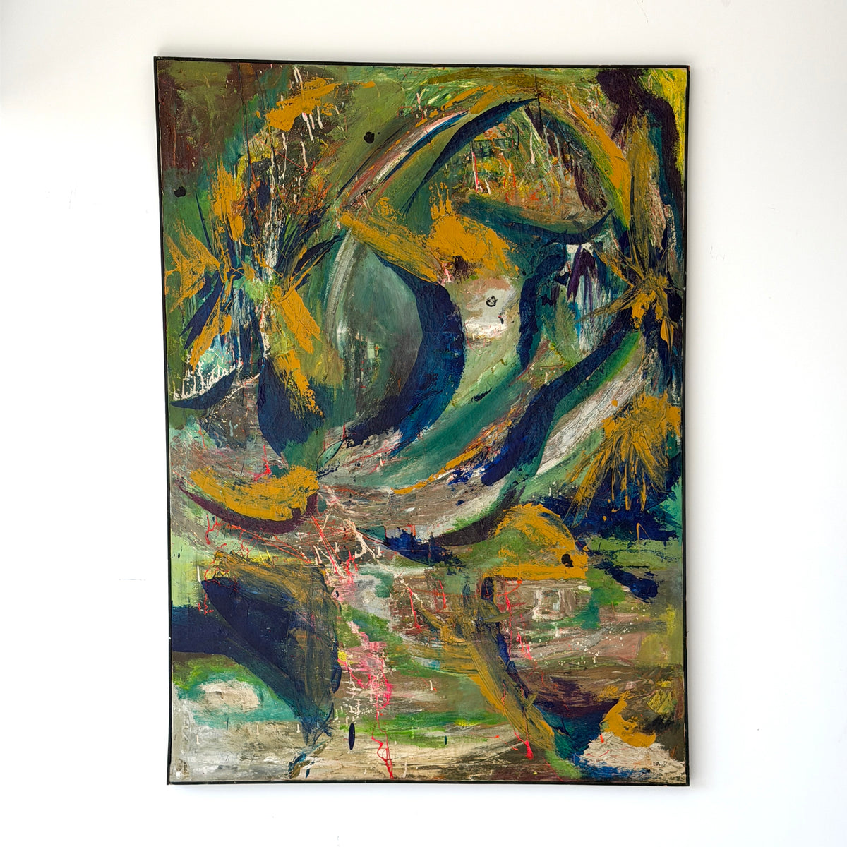 Abstract Acrylic on Canvas Painting Signed Estelle