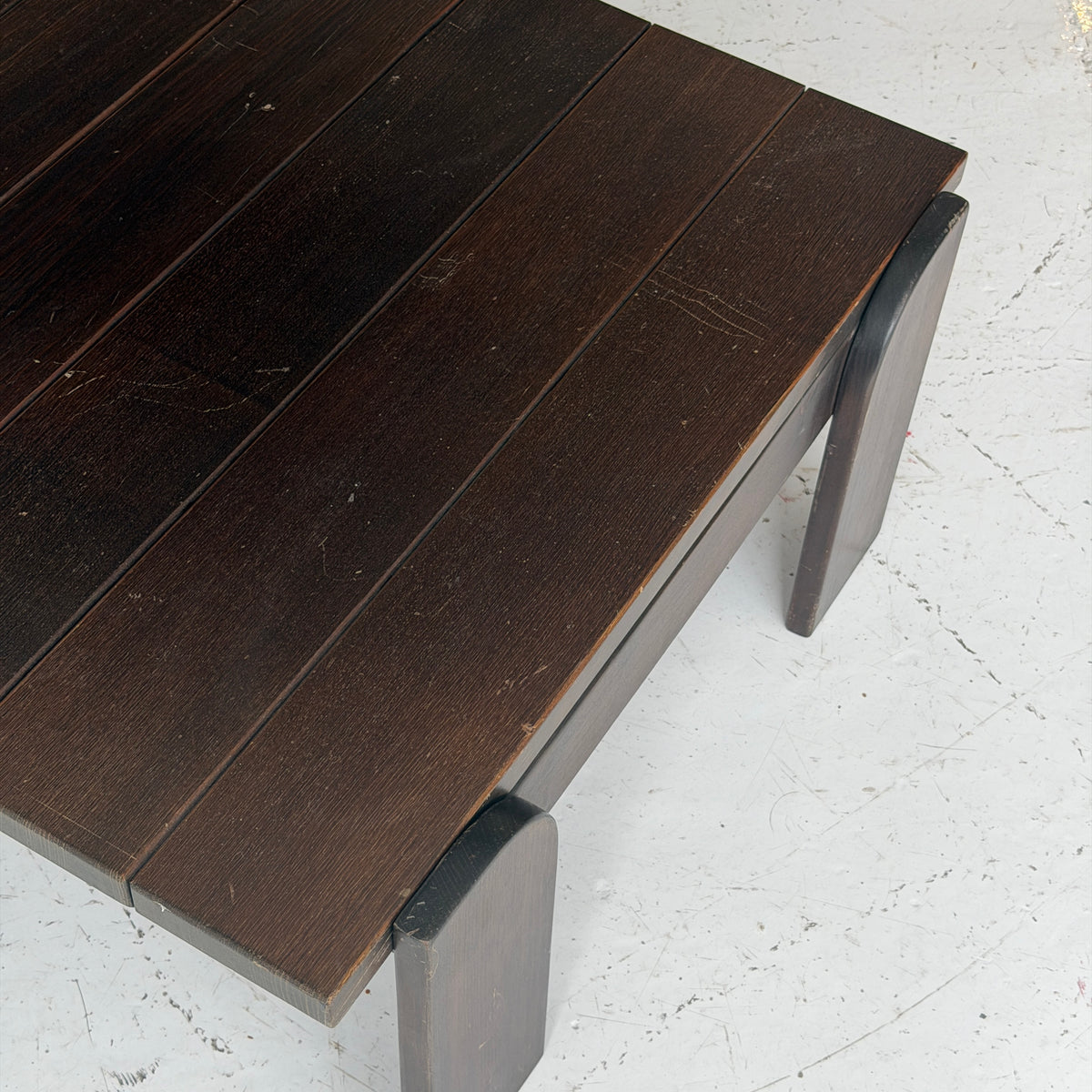 Dutch Brutalist Dark Wood Coffee Table