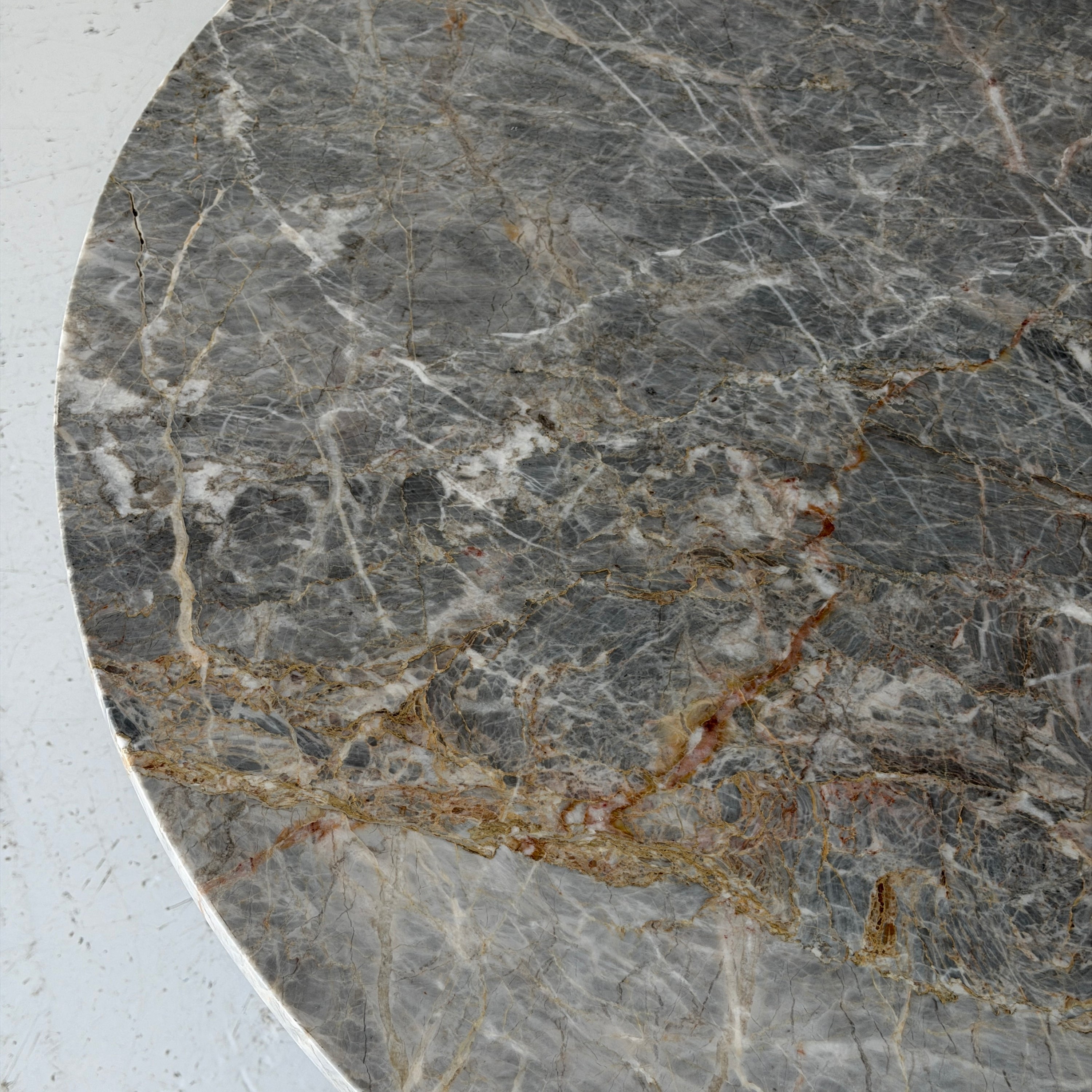 Marble + Chrome Circle Dining Table by Brueton