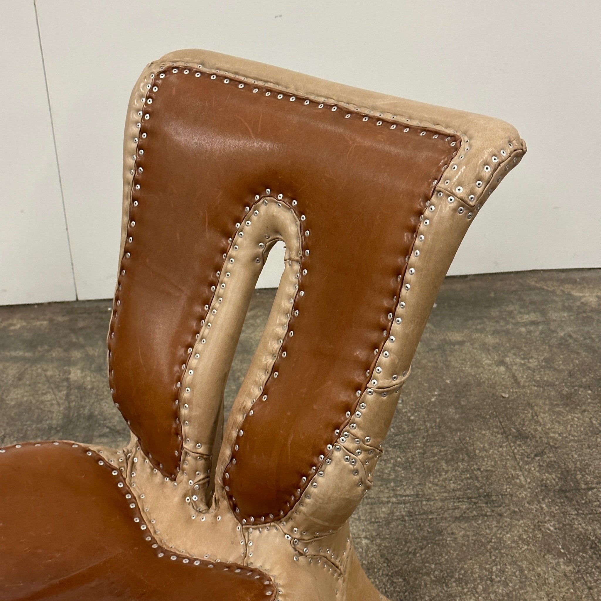 Riveted Saddle Leather Lounge Chair