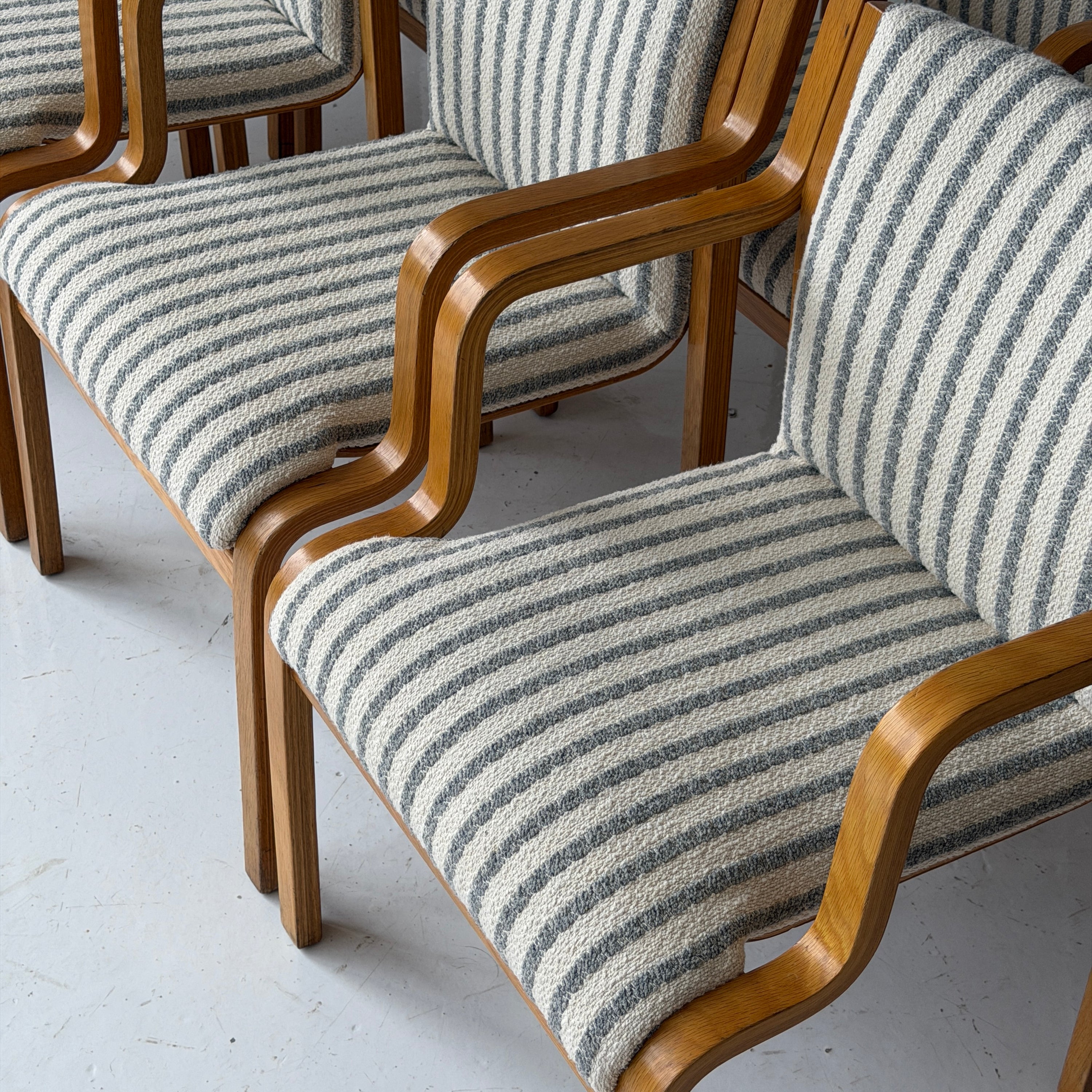 Finnish Bentwood Striped Armchairs by Stendig