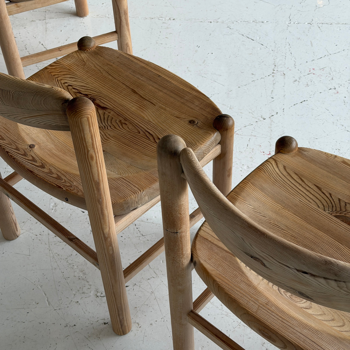 Pine Brutalist Dining Chairs by Rainier Daumillier