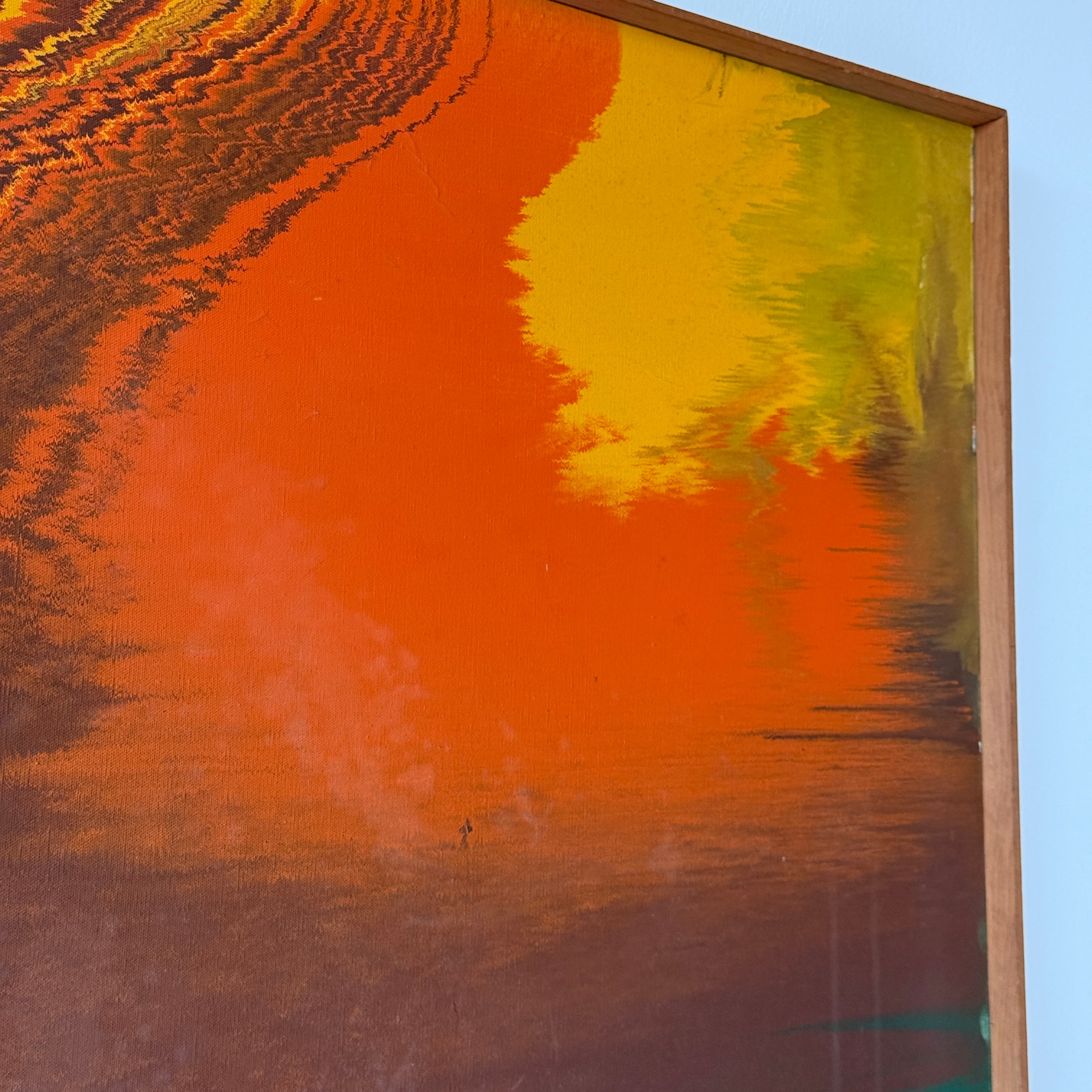Modernist Framed Abstract Acrylic on Canvas Painting