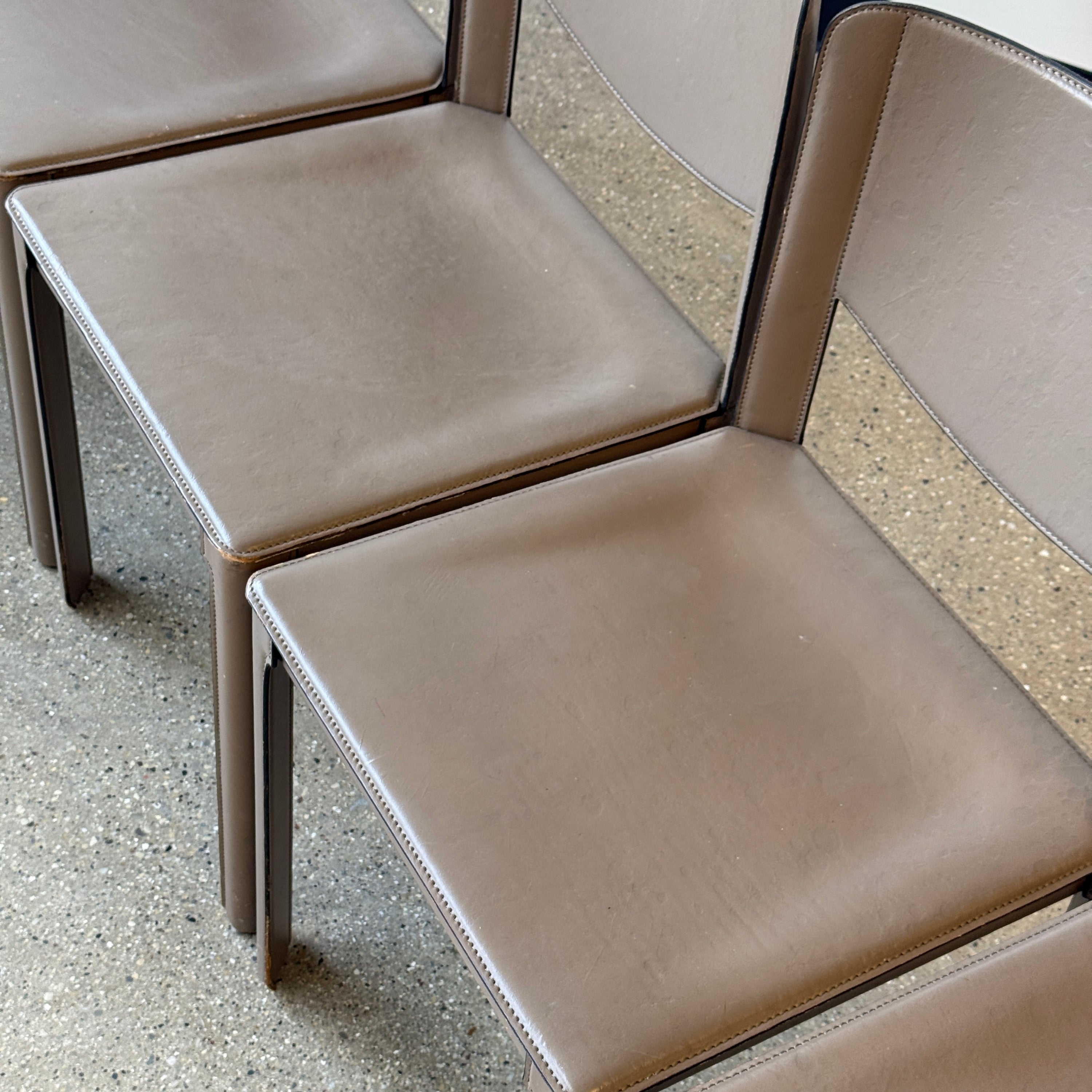 Italian Leather Dining Chairs by Matteo Grassi