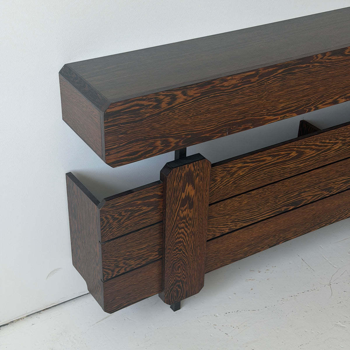 Belgian Wenge Wood Brutalist Console Table