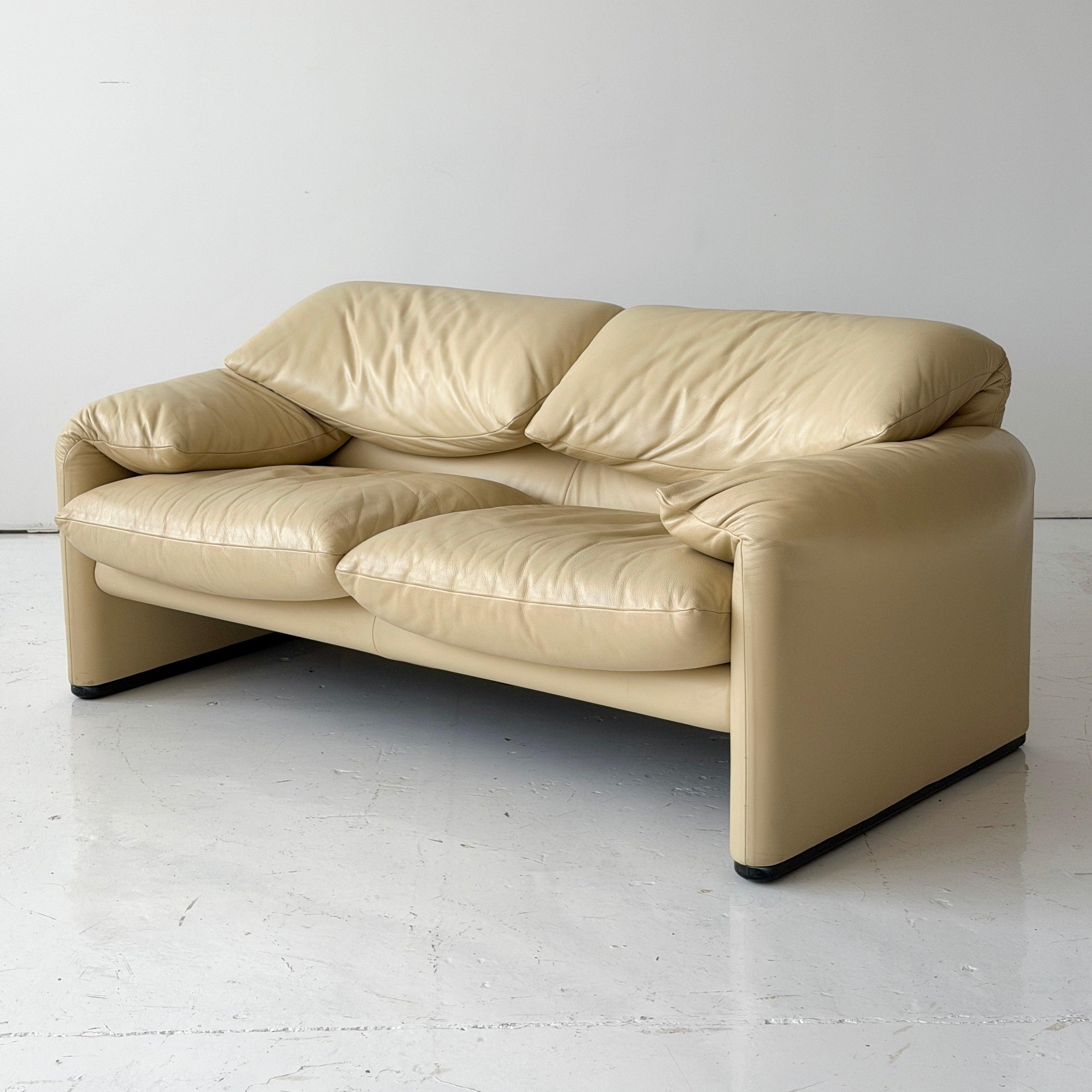 Leather Maralunga Sofa by Vico Magistretti for Cassina