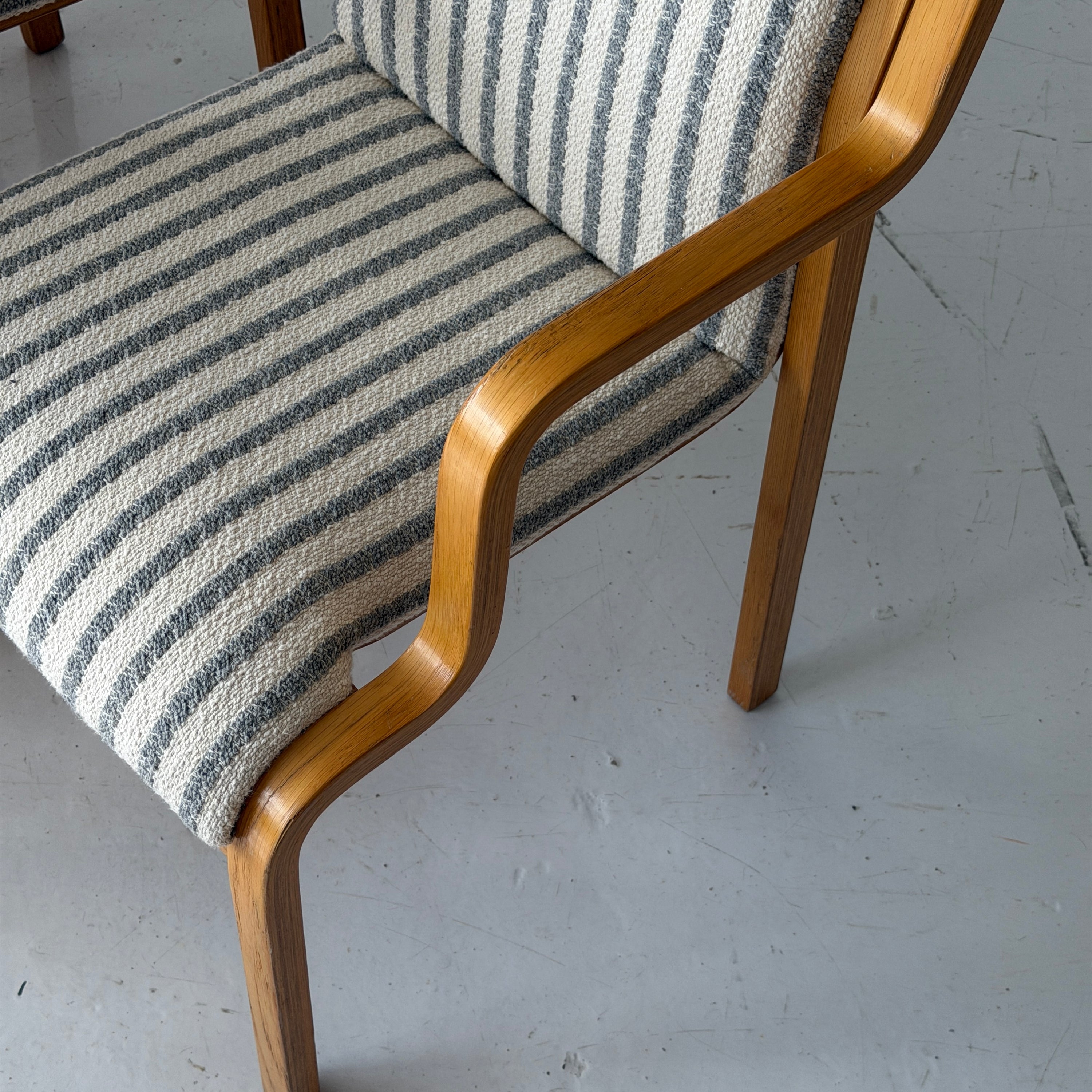Finnish Bentwood Striped Armchairs by Stendig