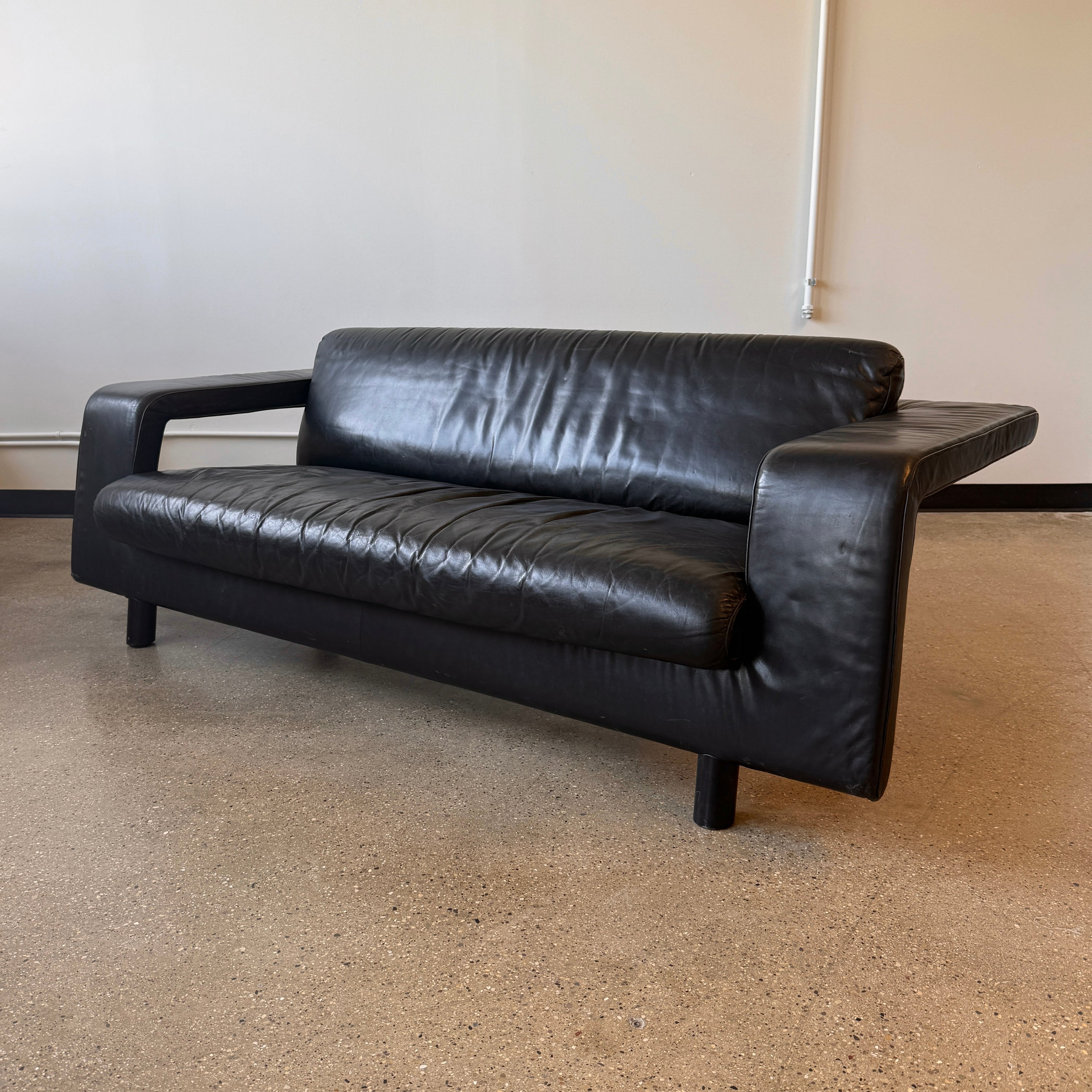 DS-107 Black Leather Sofa by Paolo Piva for De Sede