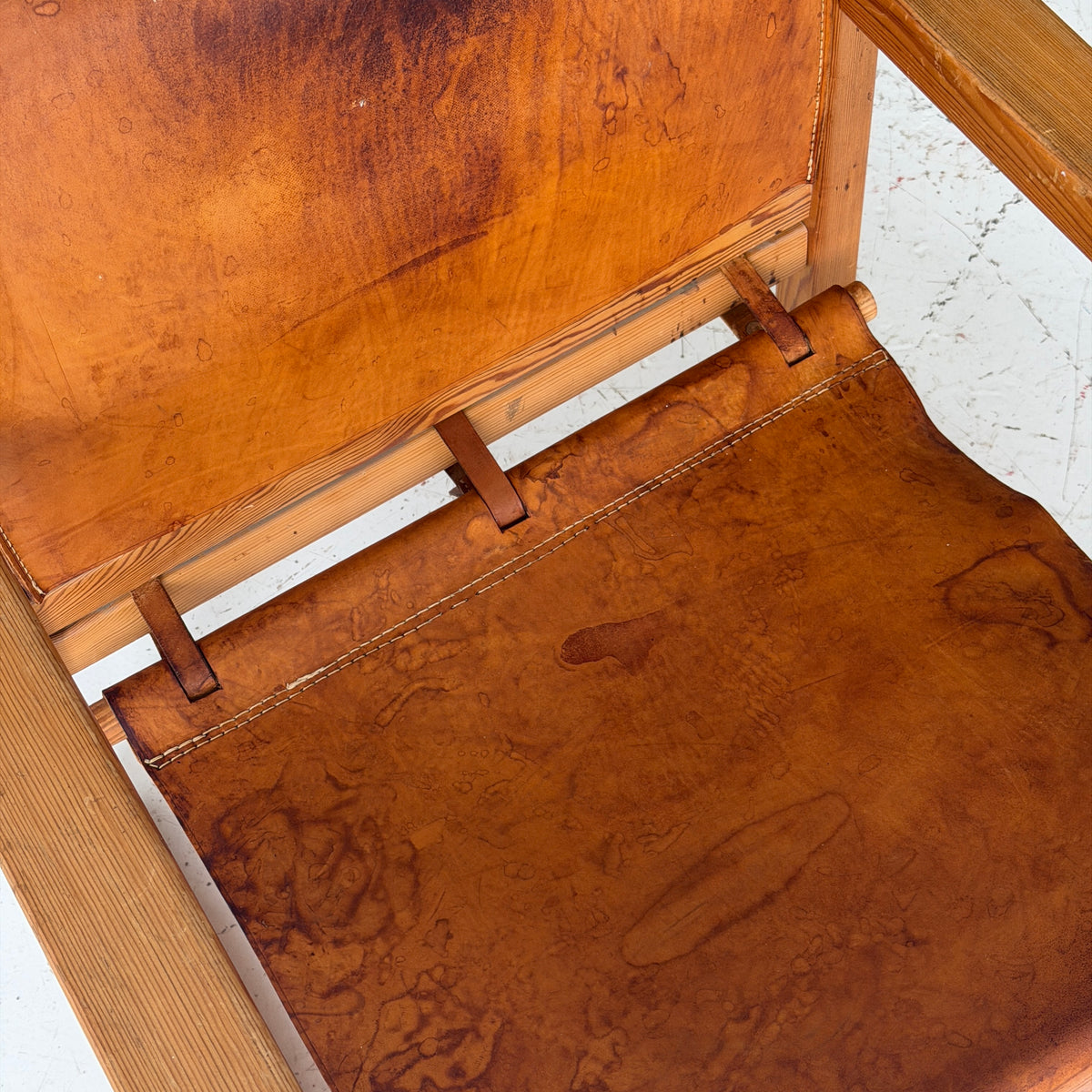 Patinated Leather Lounge Chair by Karin Mobring