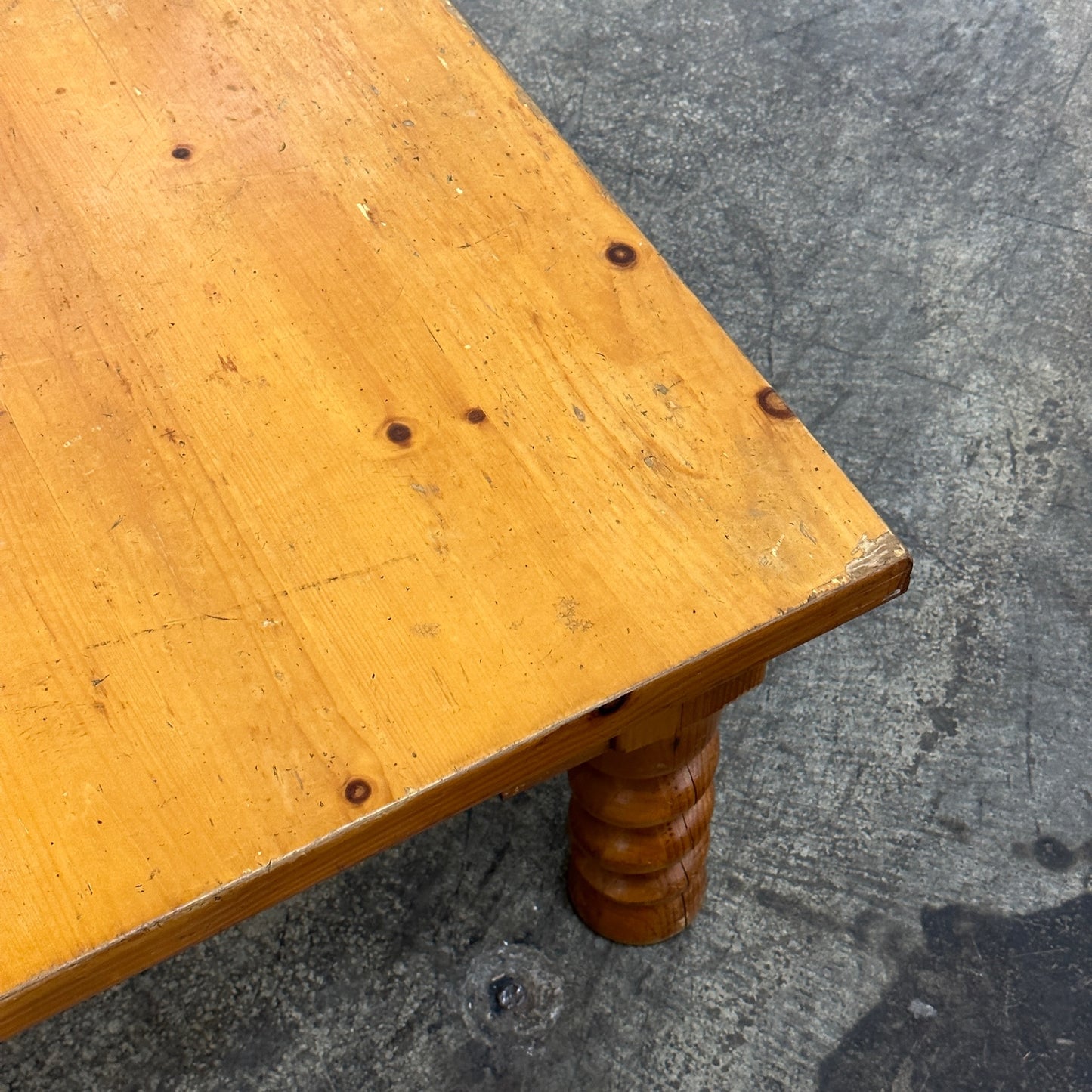 Spiral Leg Folk Art Pine Coffee Table by Lane
