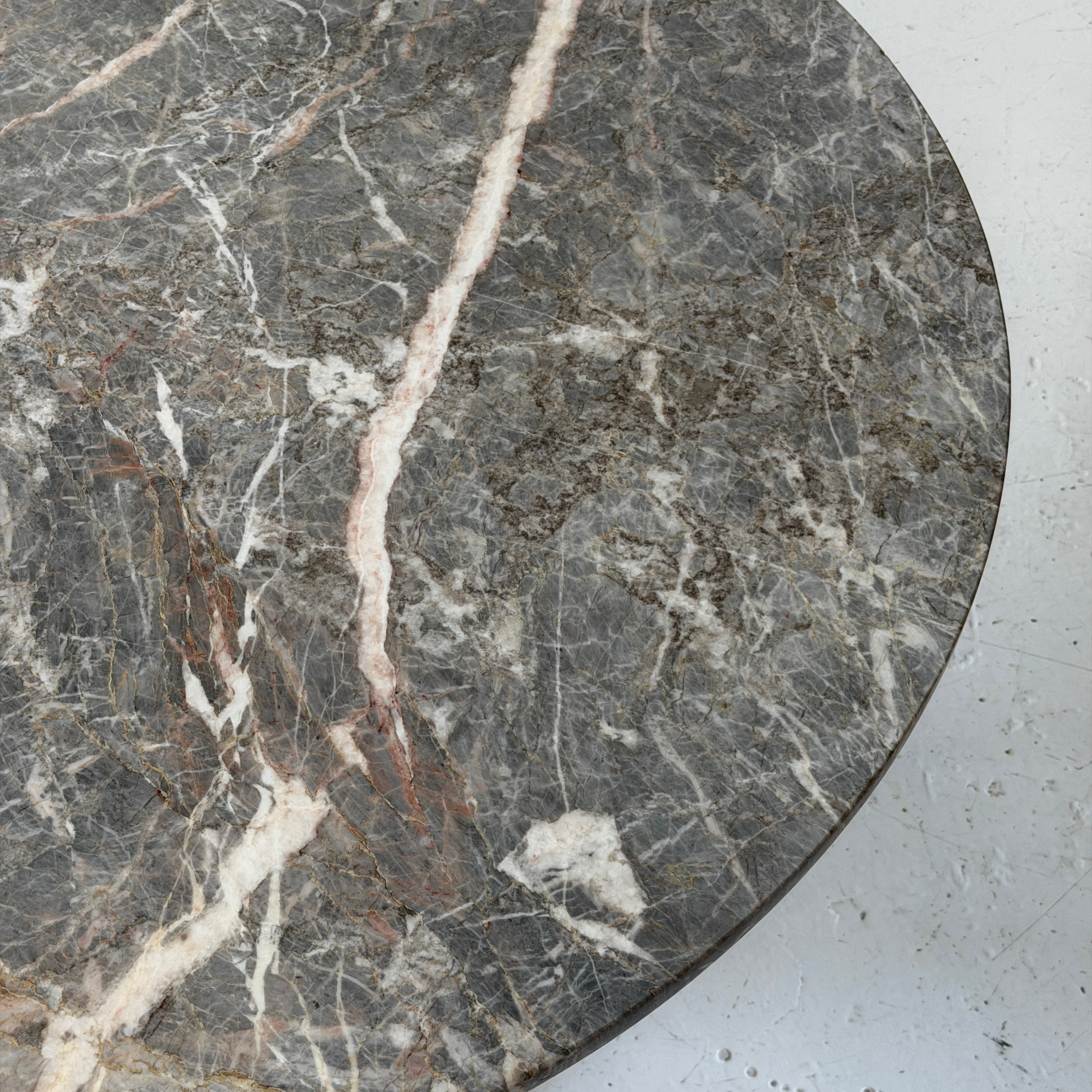 Marble + Chrome Circle Dining Table by Brueton