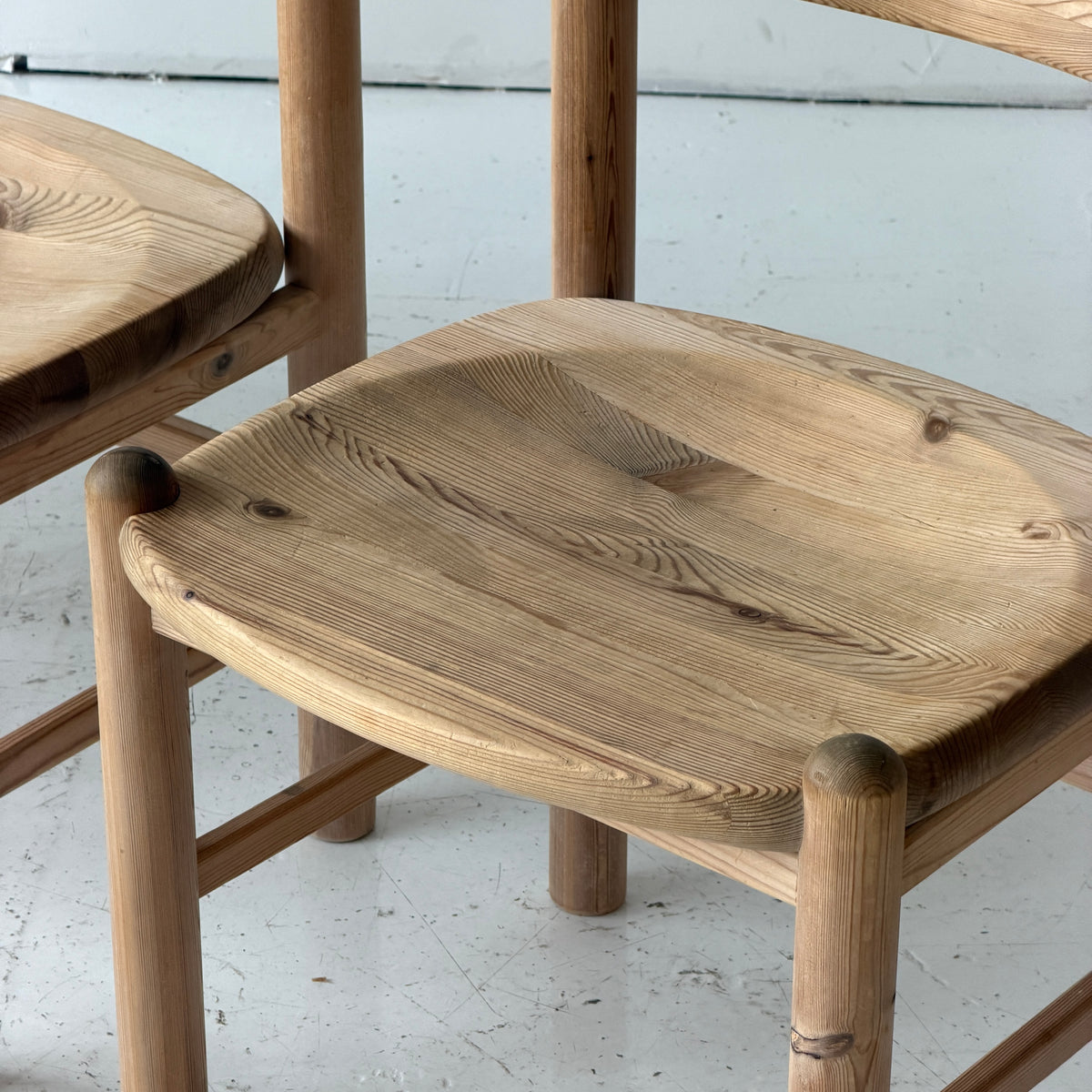 Pine Brutalist Dining Chairs by Rainier Daumillier