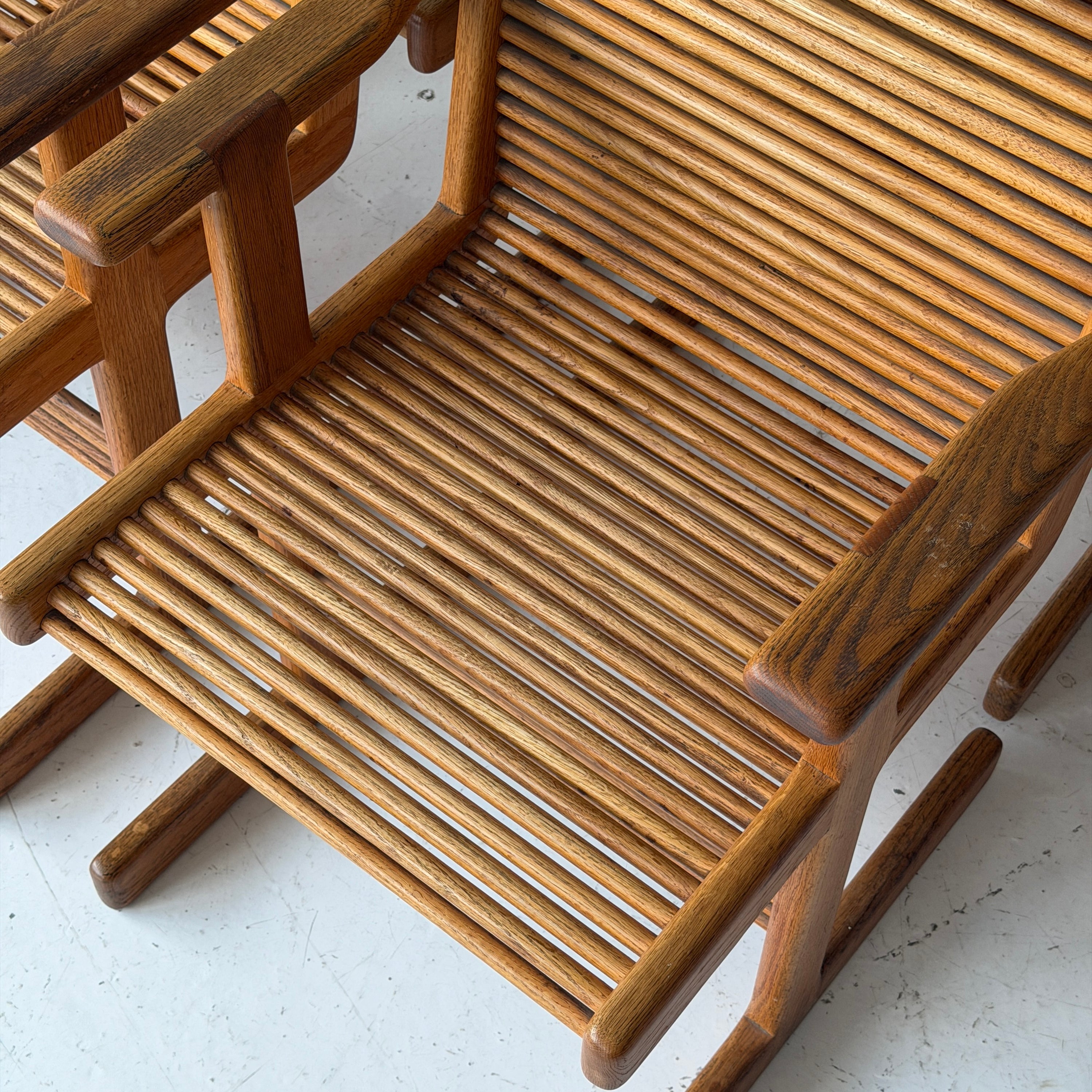 Highback Spindle Dowel Oak Dining Chairs by Stephen Hynson