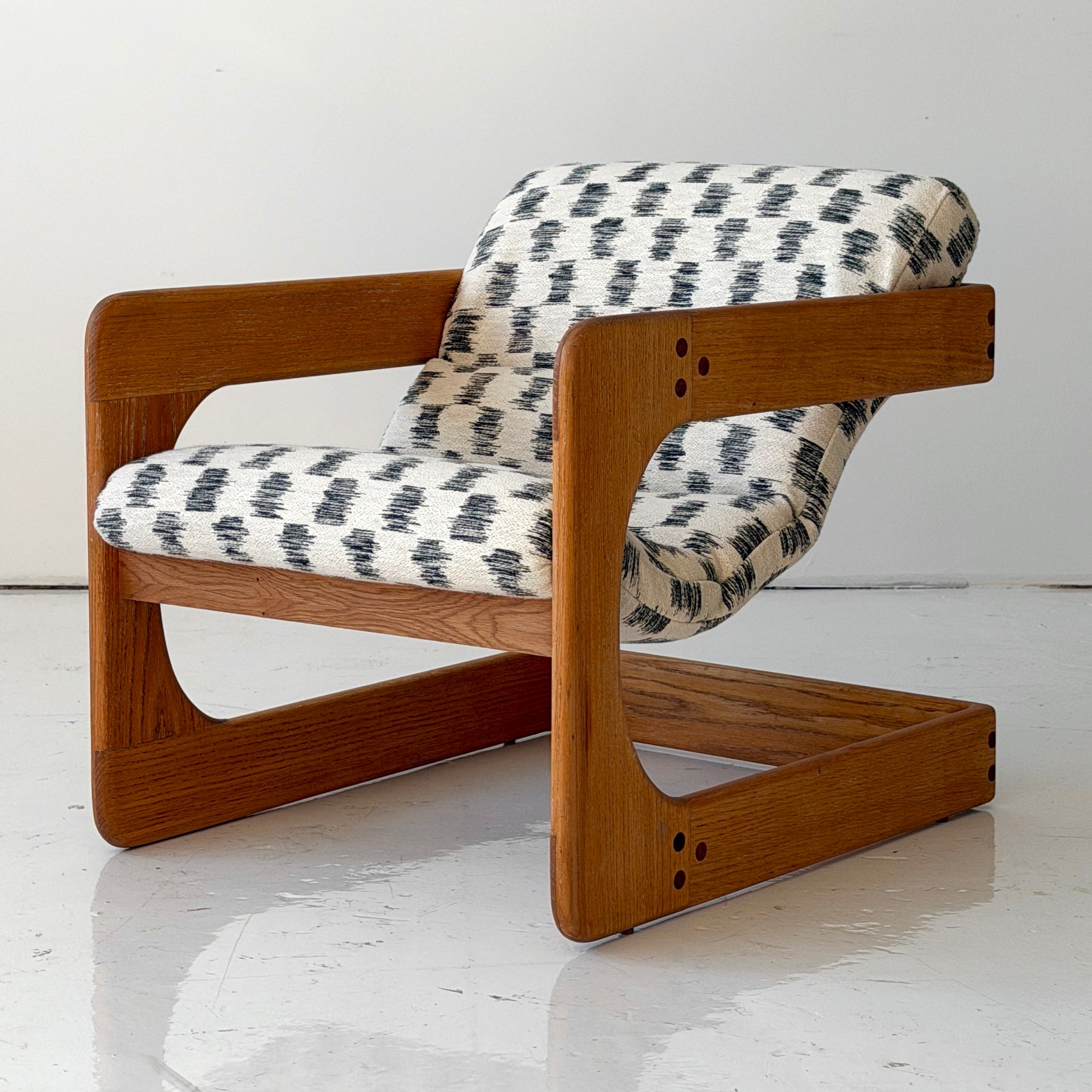 Brutalist Oak Lounge Chair by Lou Hodges