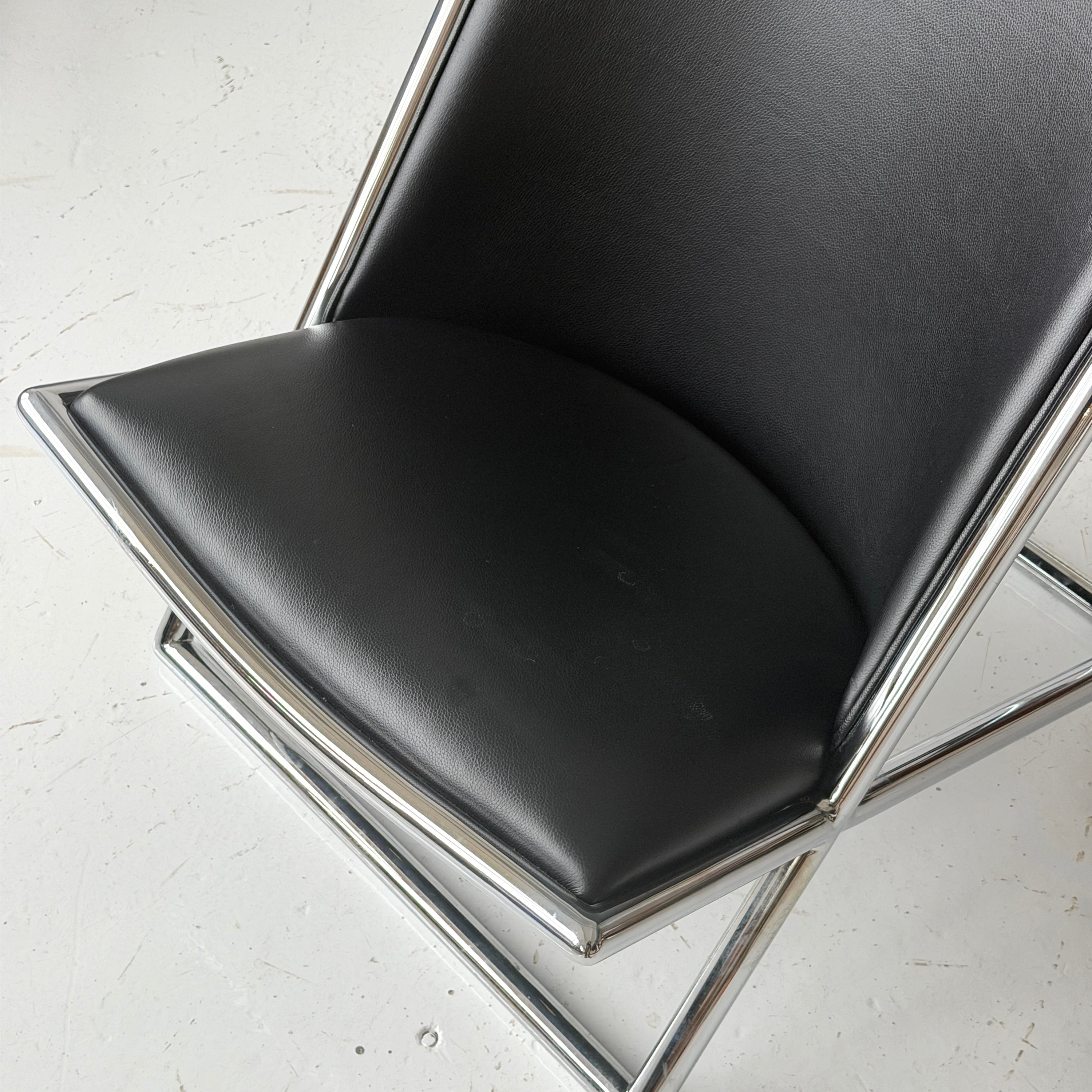 Leather Scissor Chairs by Ward Bennett for Brickell Associates