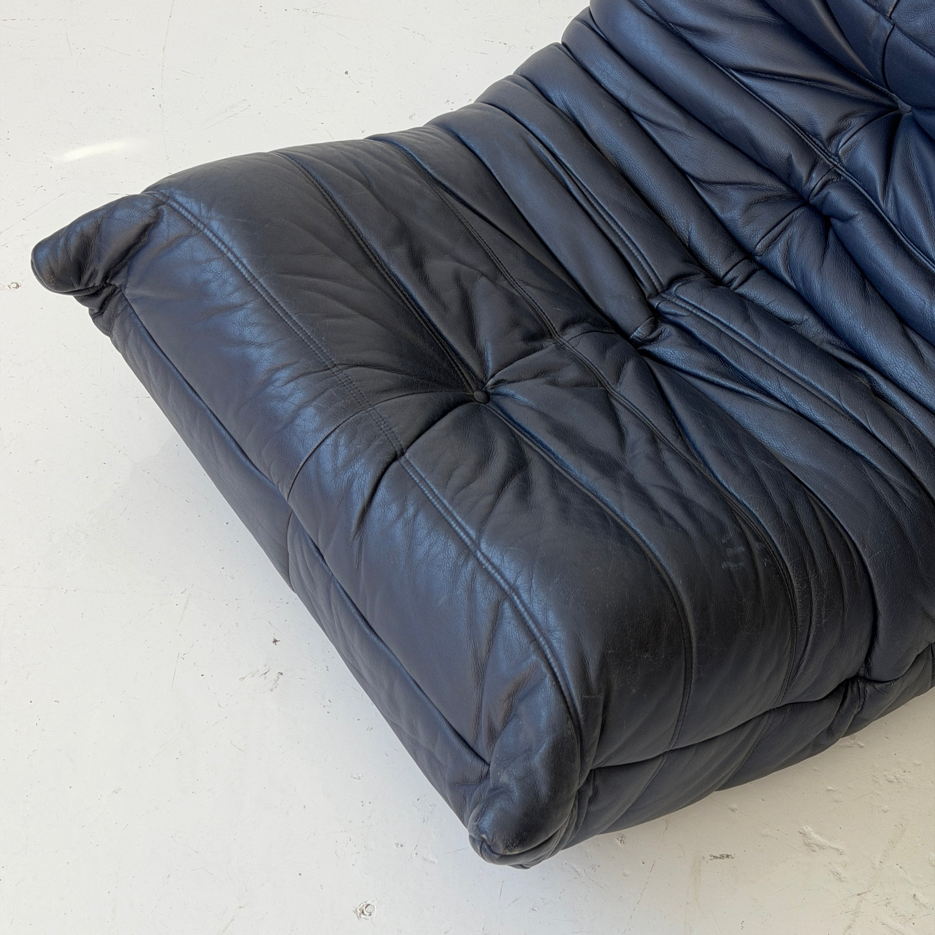 Togo Lounge Chair by Michel Ducaroy for Ligne Roset in Navy Leather
