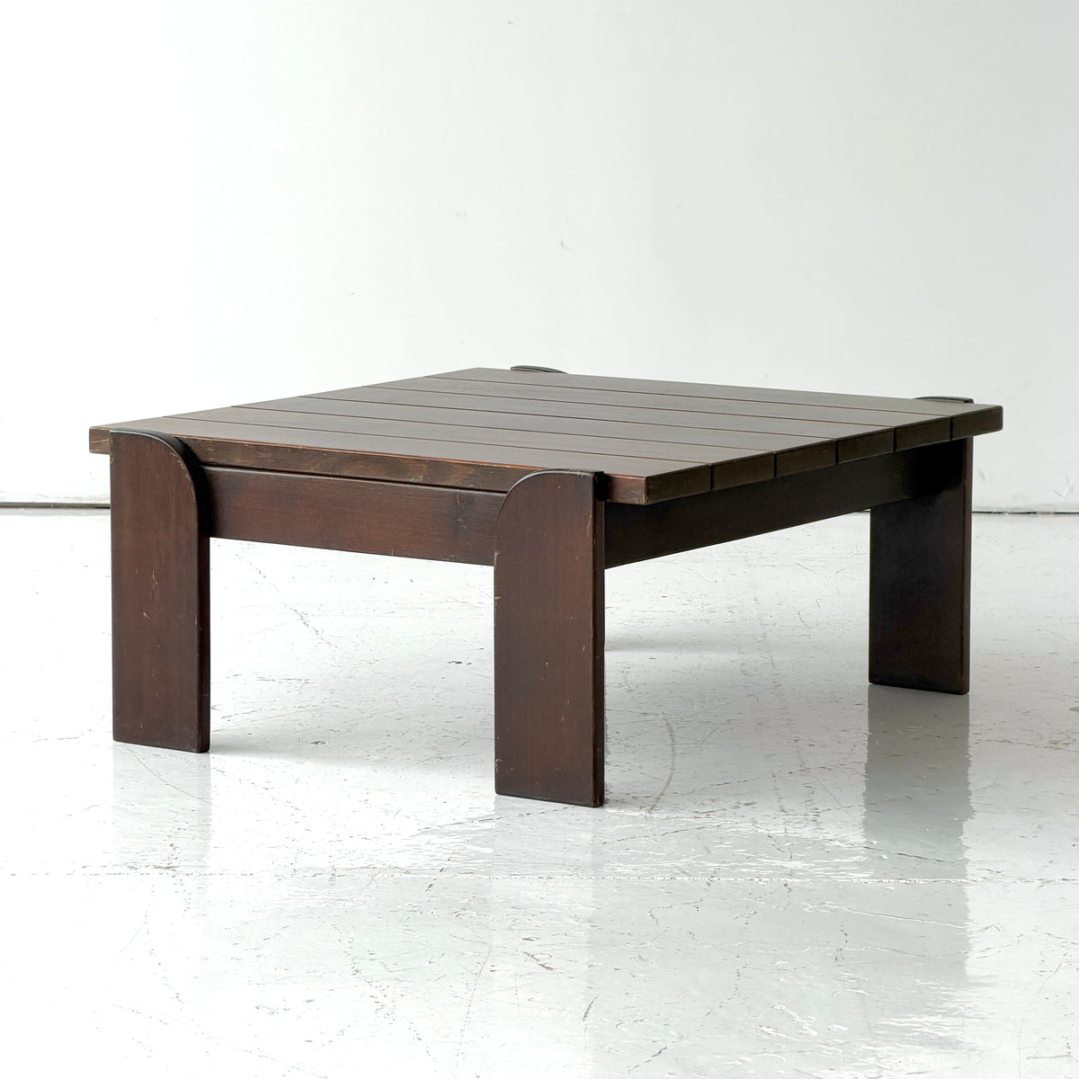 Dutch Brutalist Dark Wood Coffee Table