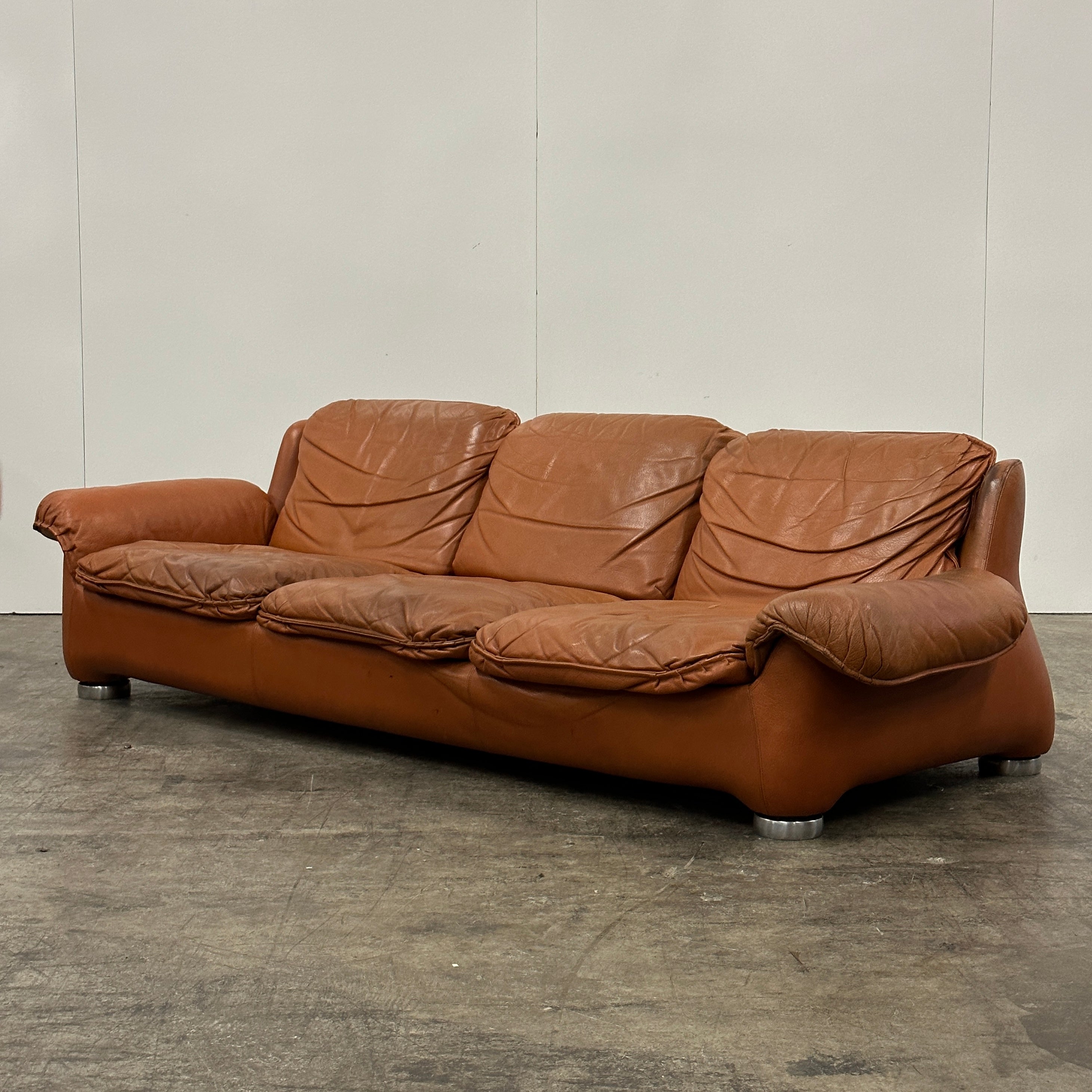 Finnish Chubby Low Leather Sofa