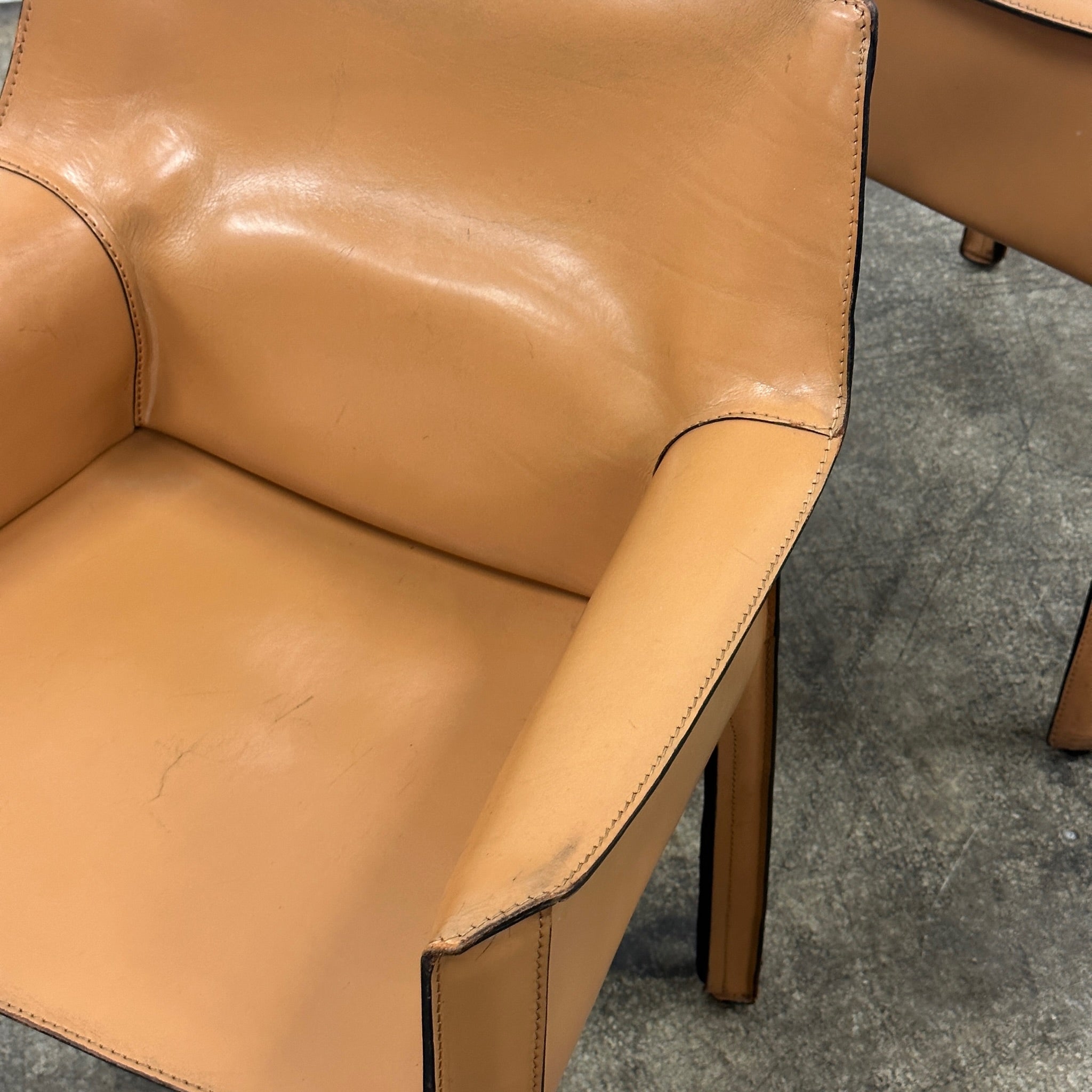 Leather Cab Chairs by Mario Bellini for Cassina