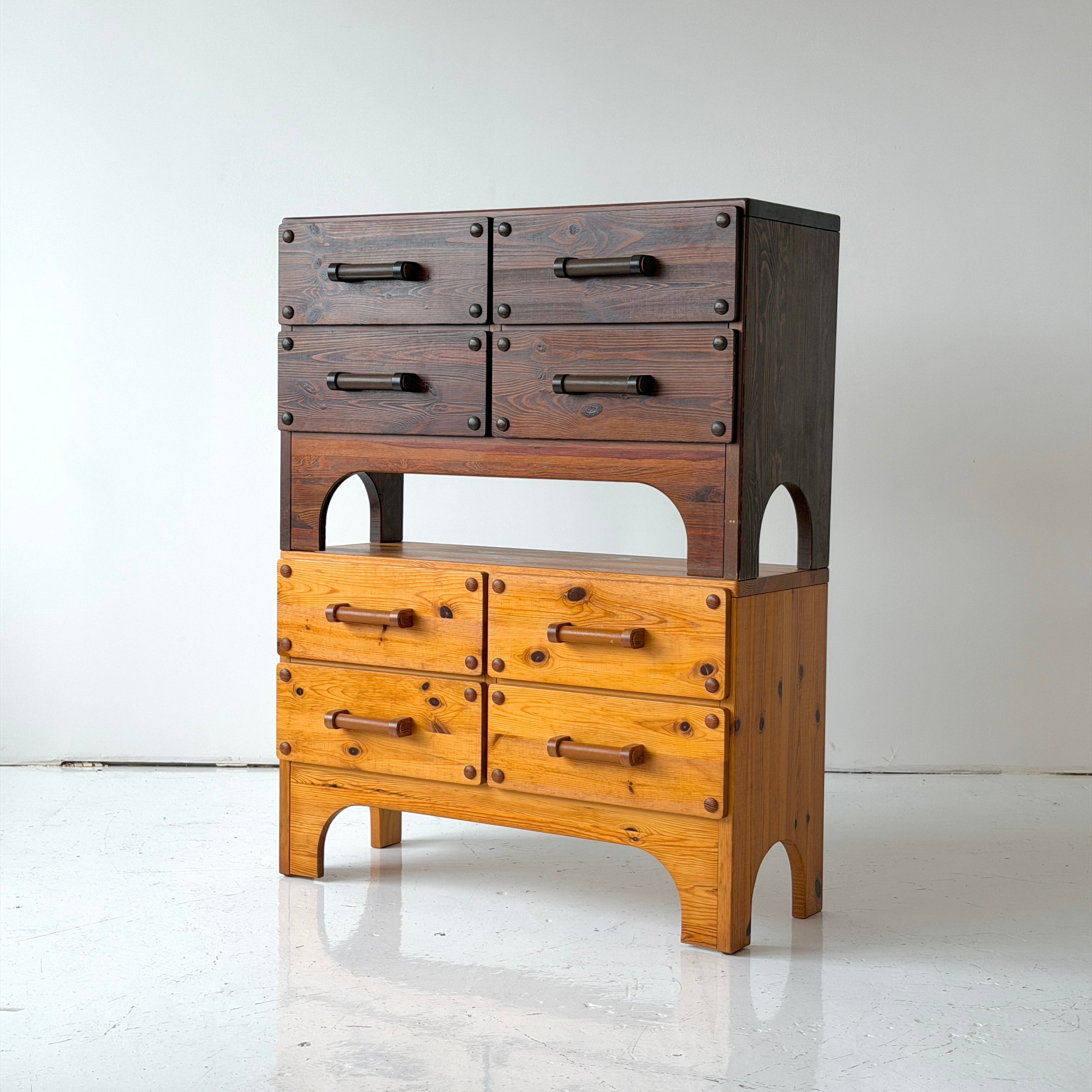 Swedish Pine Modular Credenza w/ Leather Pulls
