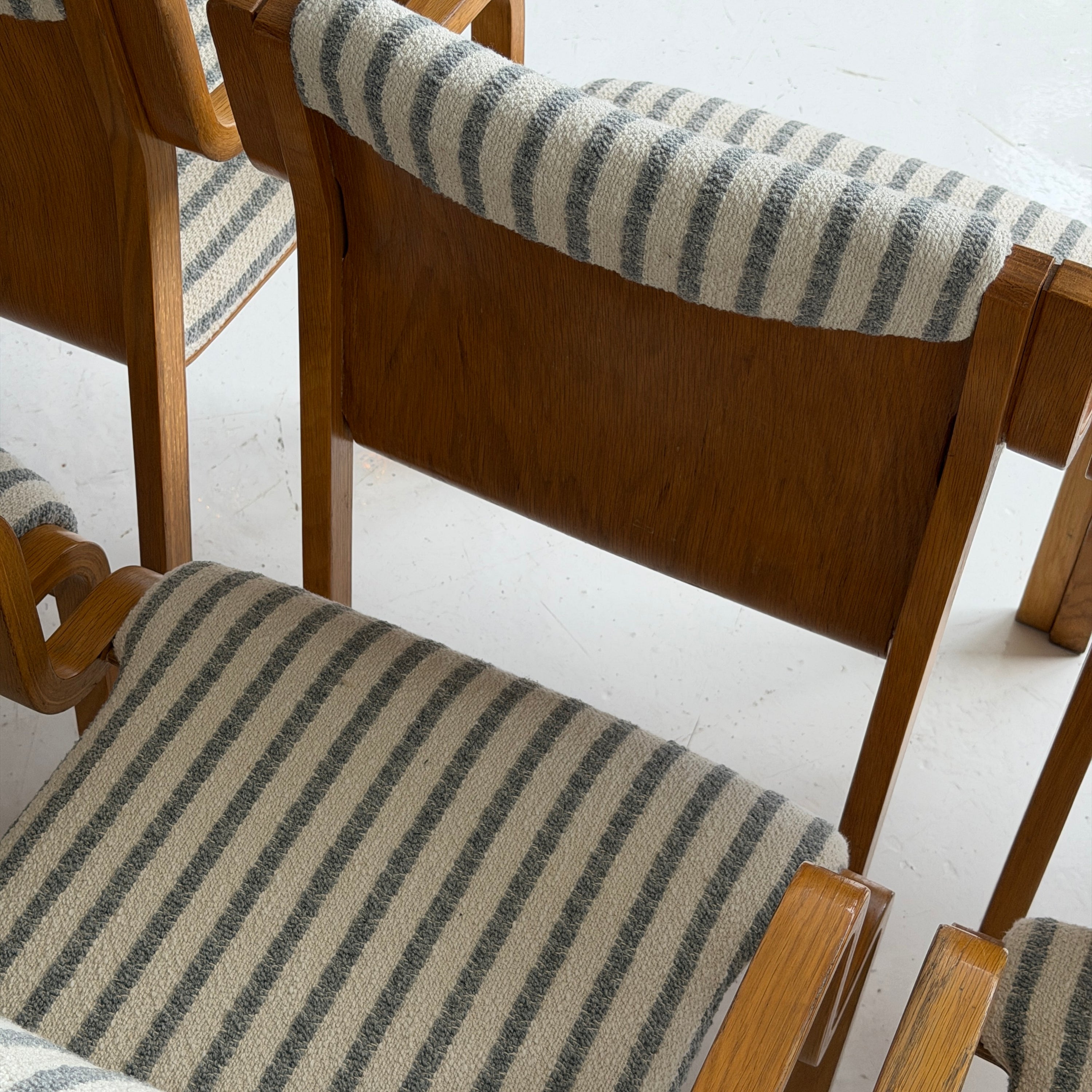 Finnish Bentwood Striped Armchairs by Stendig