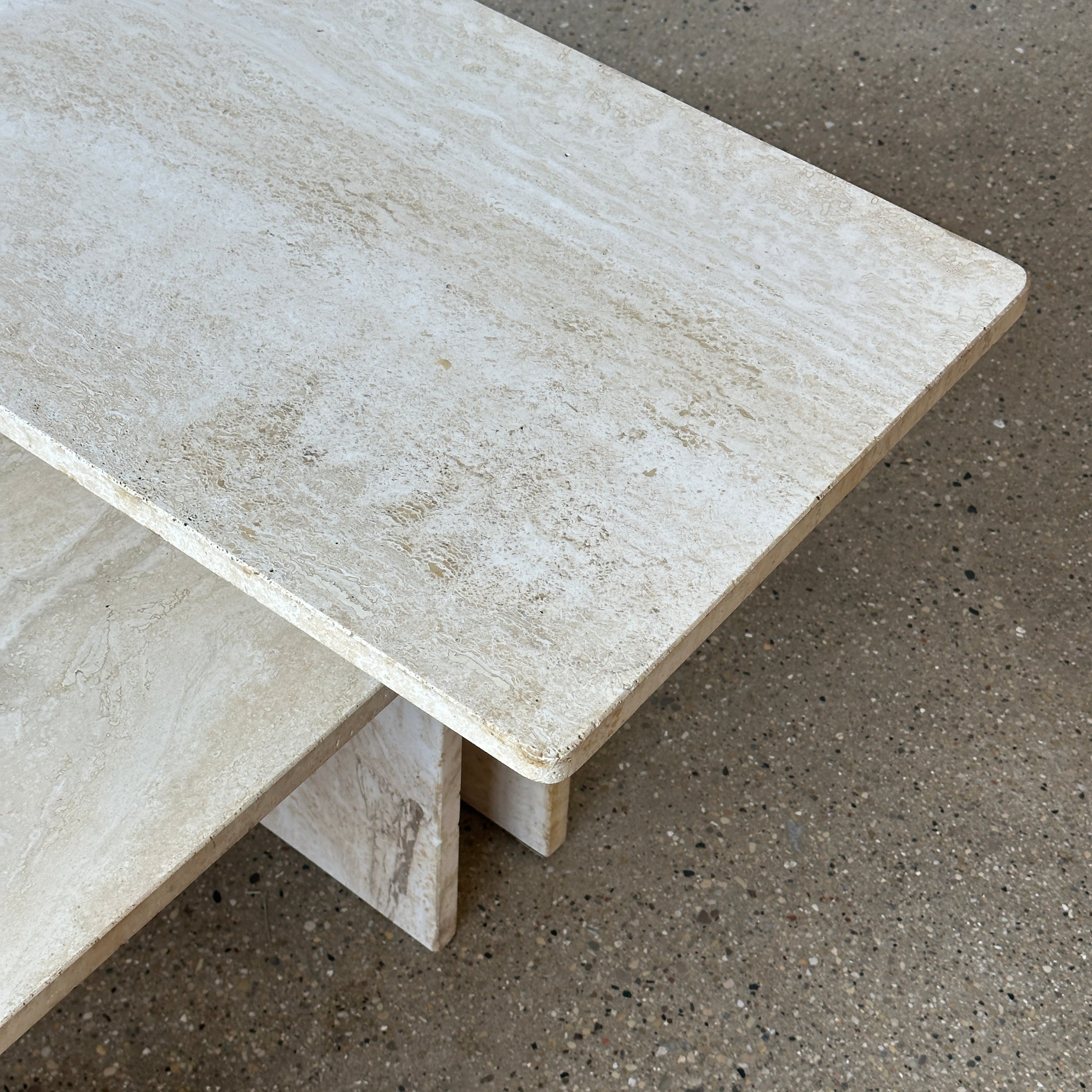 Tiered Travertine Nesting Tables