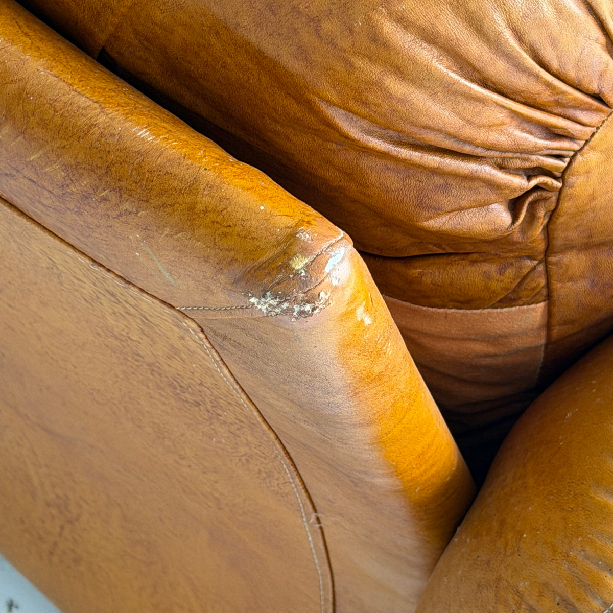 Overstuffed Italian Leather Sofa