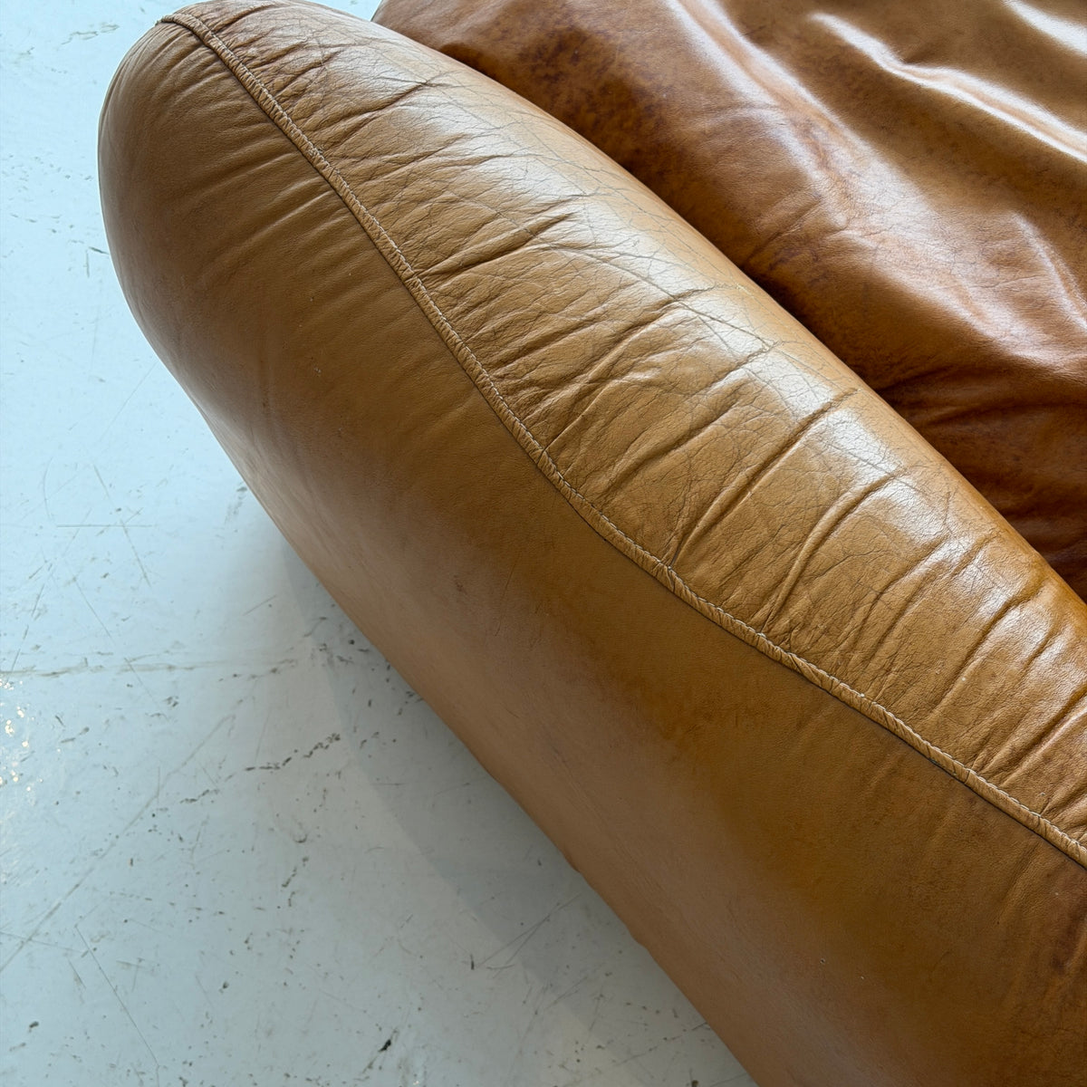 Overstuffed Italian Leather Sofa