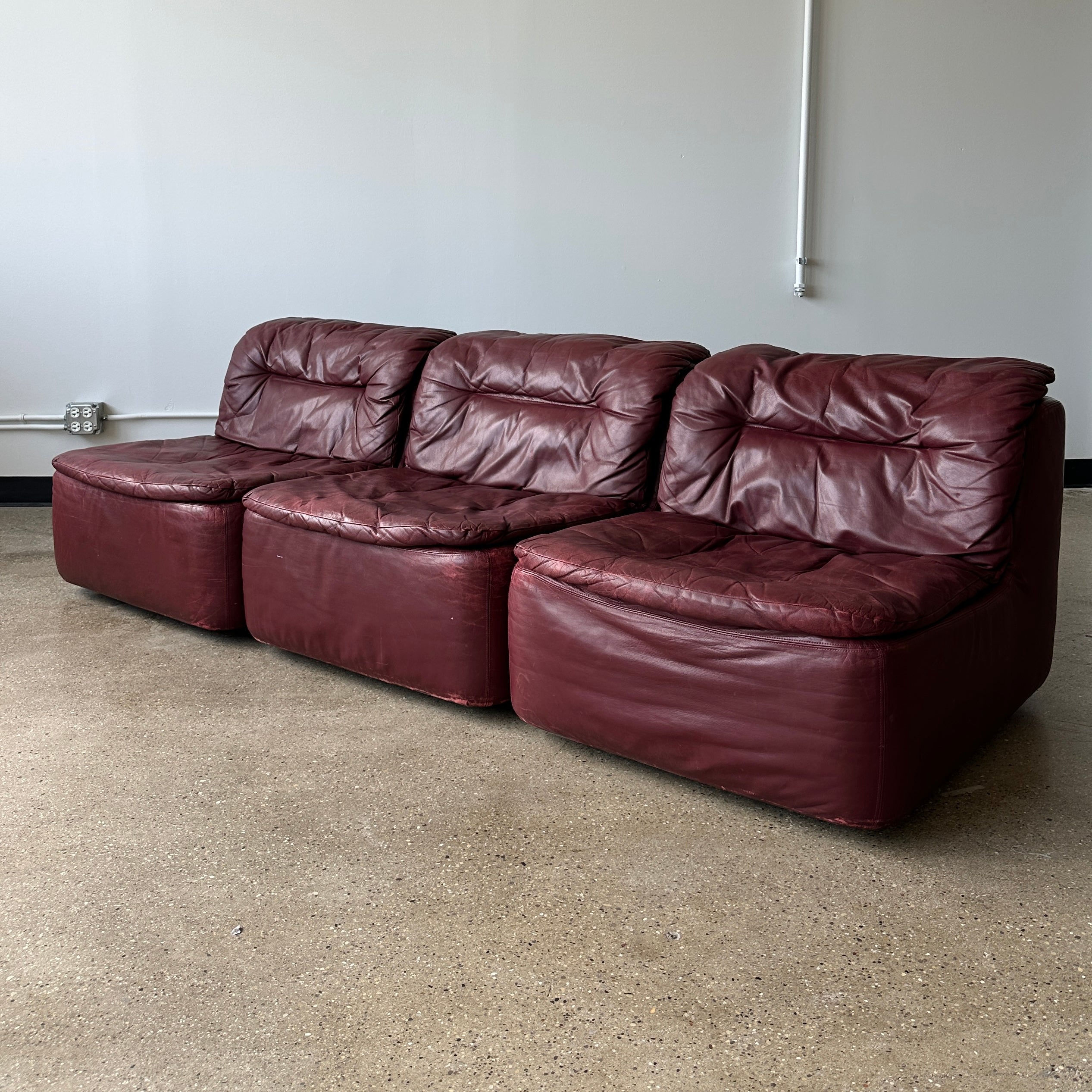 Oxblood Leather Modular Sofa by Friedrich Hill for Brayton International