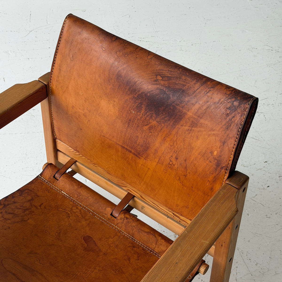 Patinated Leather Lounge Chair by Karin Mobring