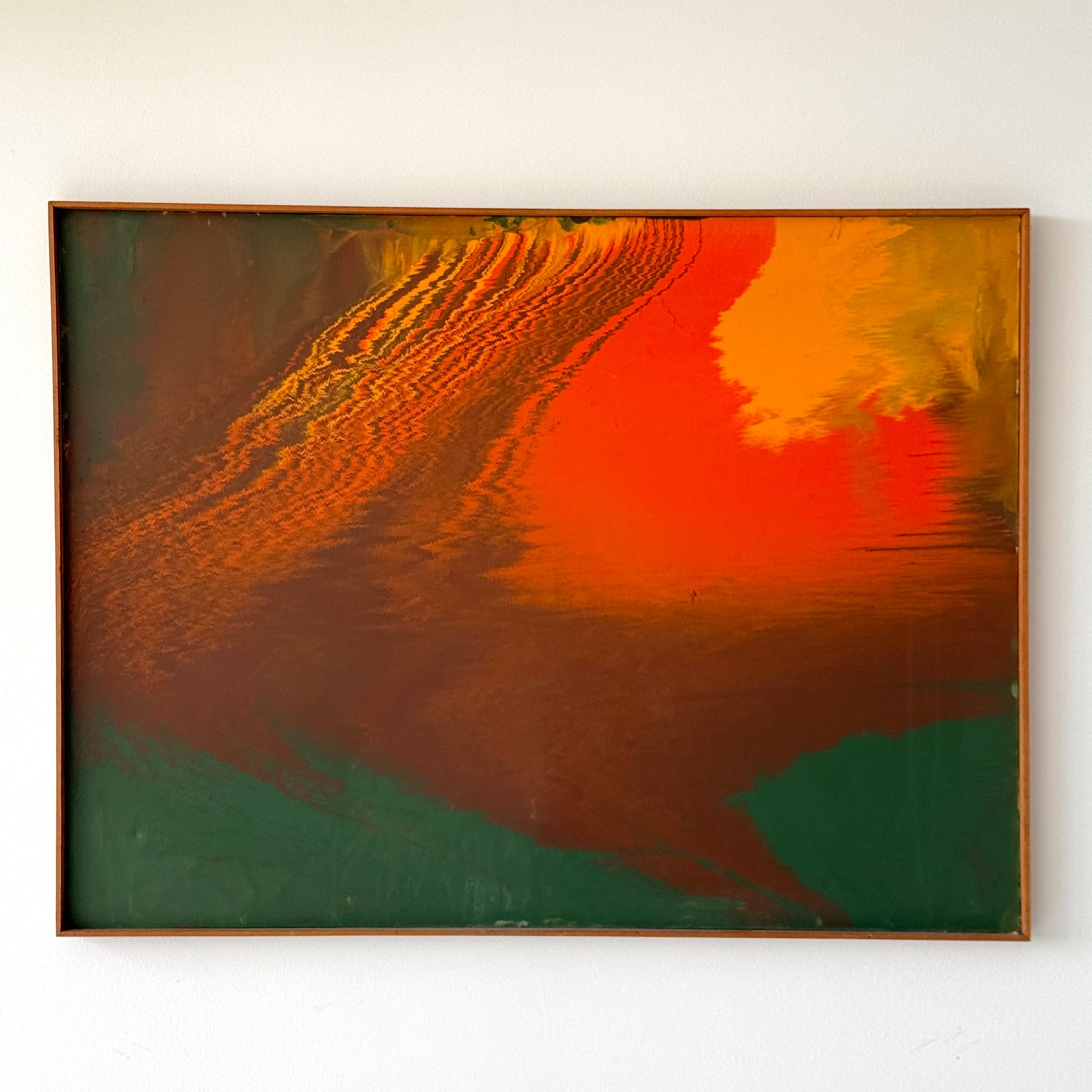 Modernist Framed Abstract Acrylic on Canvas Painting