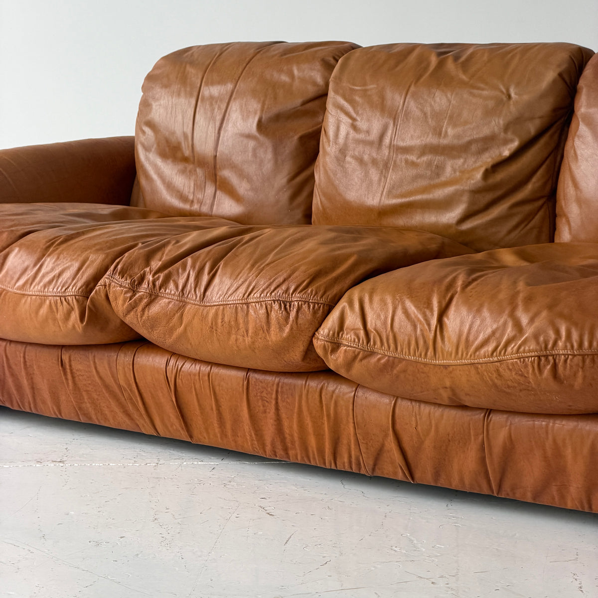 Overstuffed Italian Leather Sofa