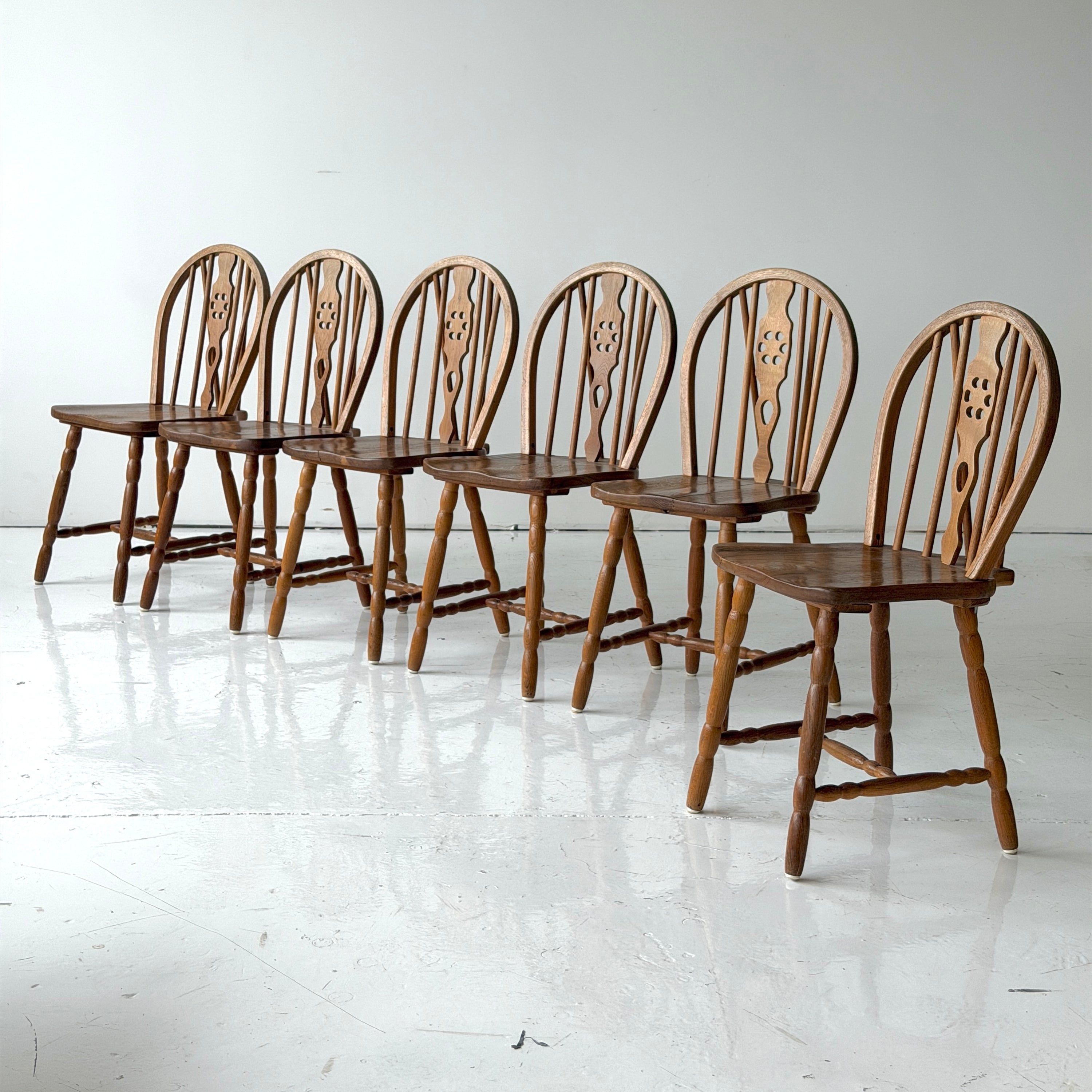 Scandinavian Oak Spindle Back Dining Chairs