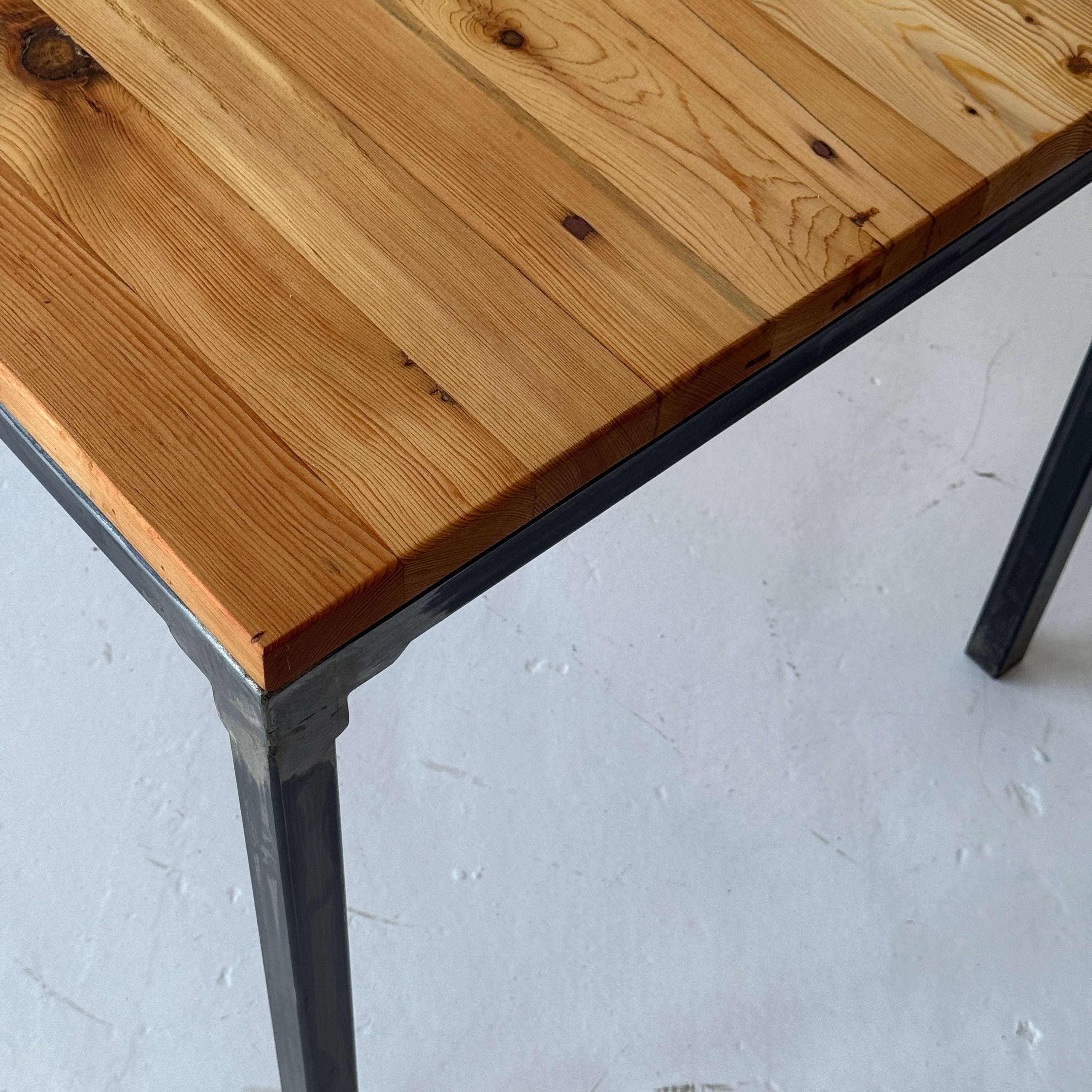 Primitive Pine/Metal Long Dining Table