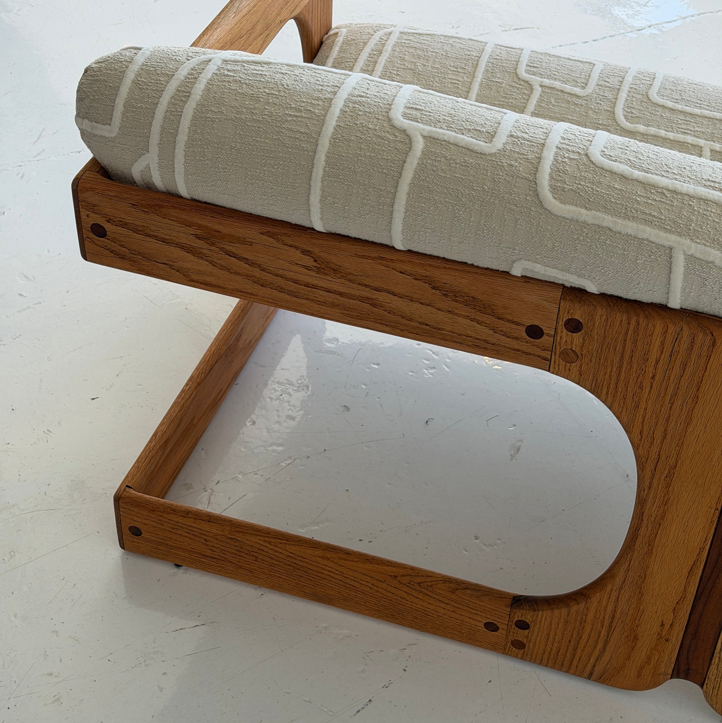 Brutalist Oak Settee by Lou Hodges