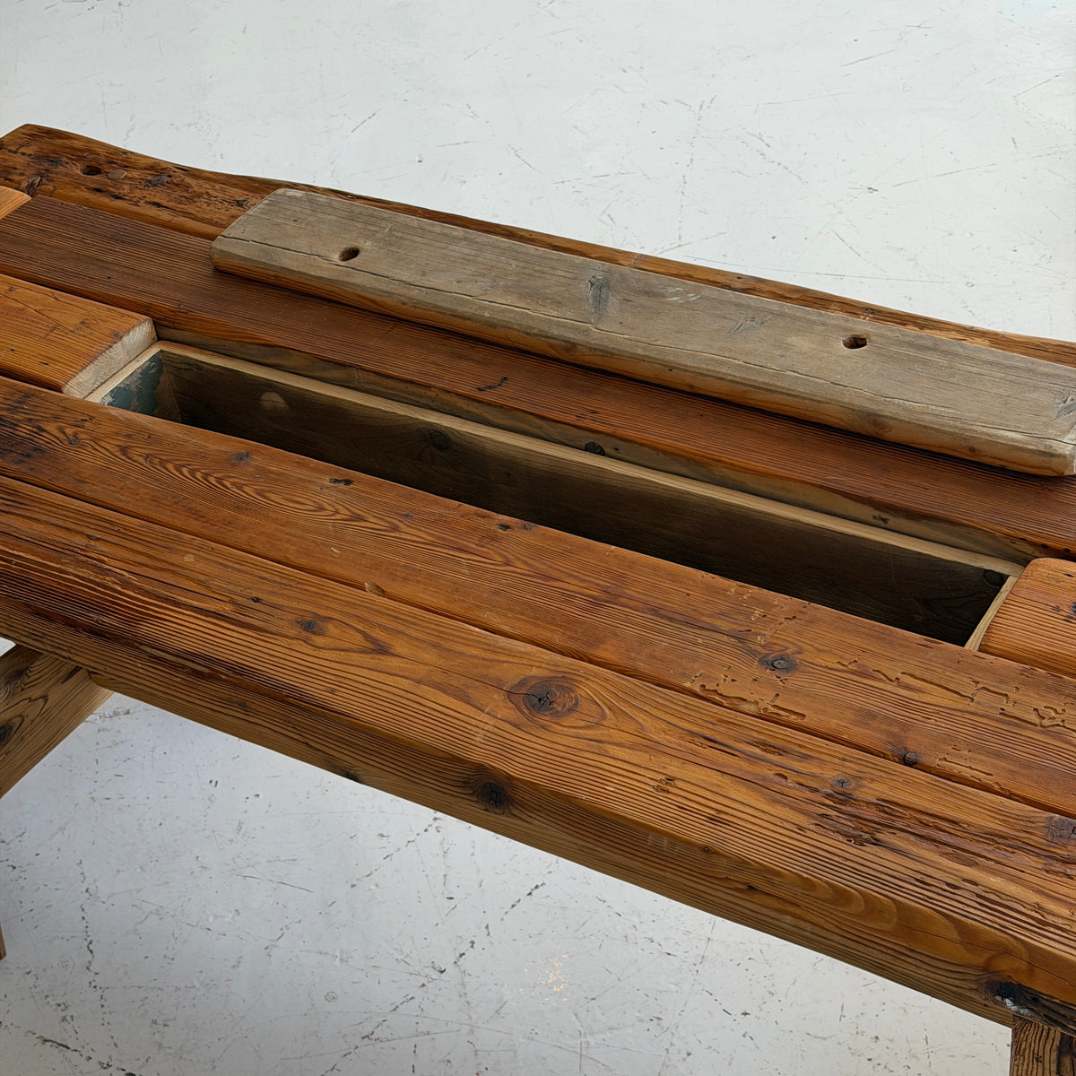 Belgian Brutalist Pine Dining Table