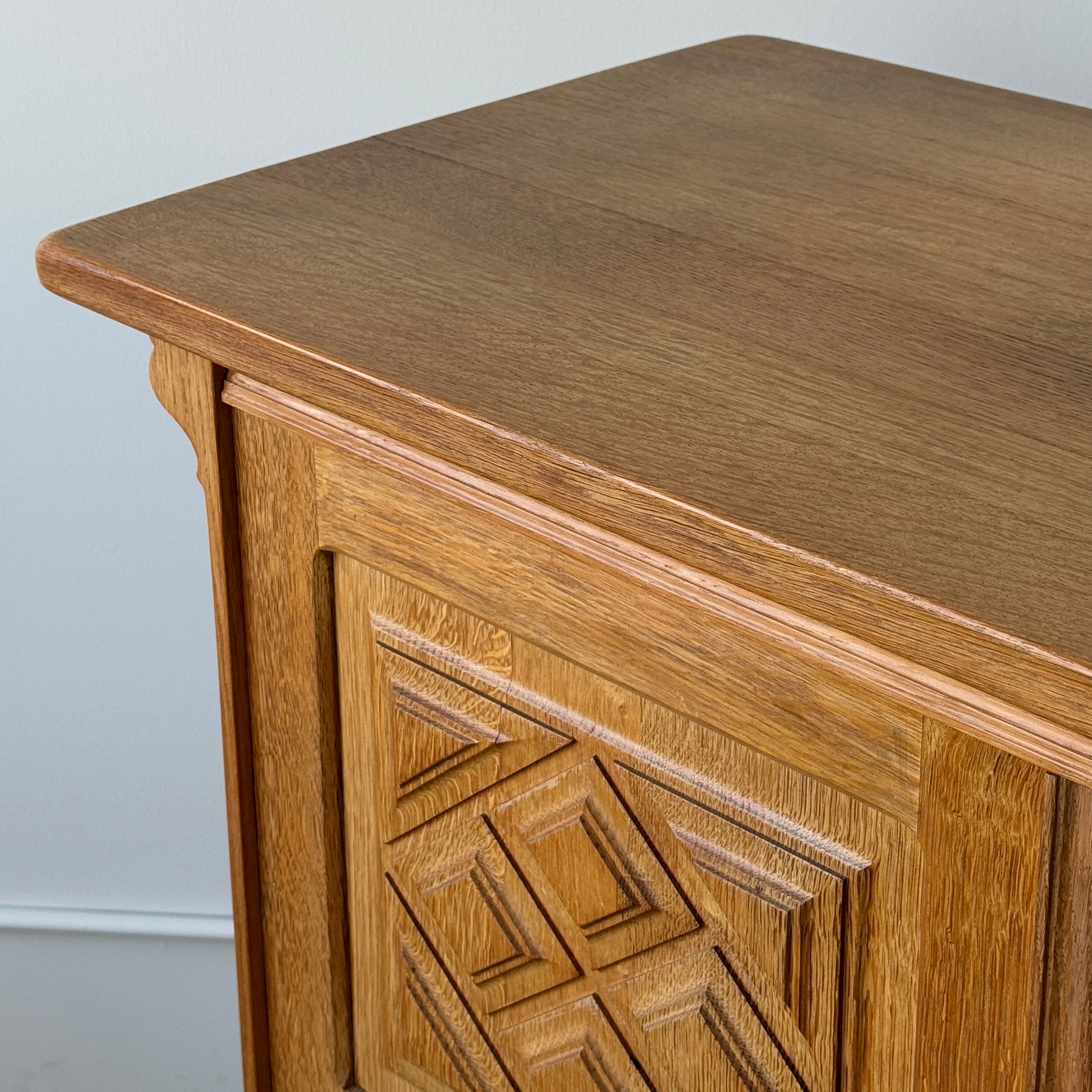 Danish Carved Oak Brutalist Sideboard