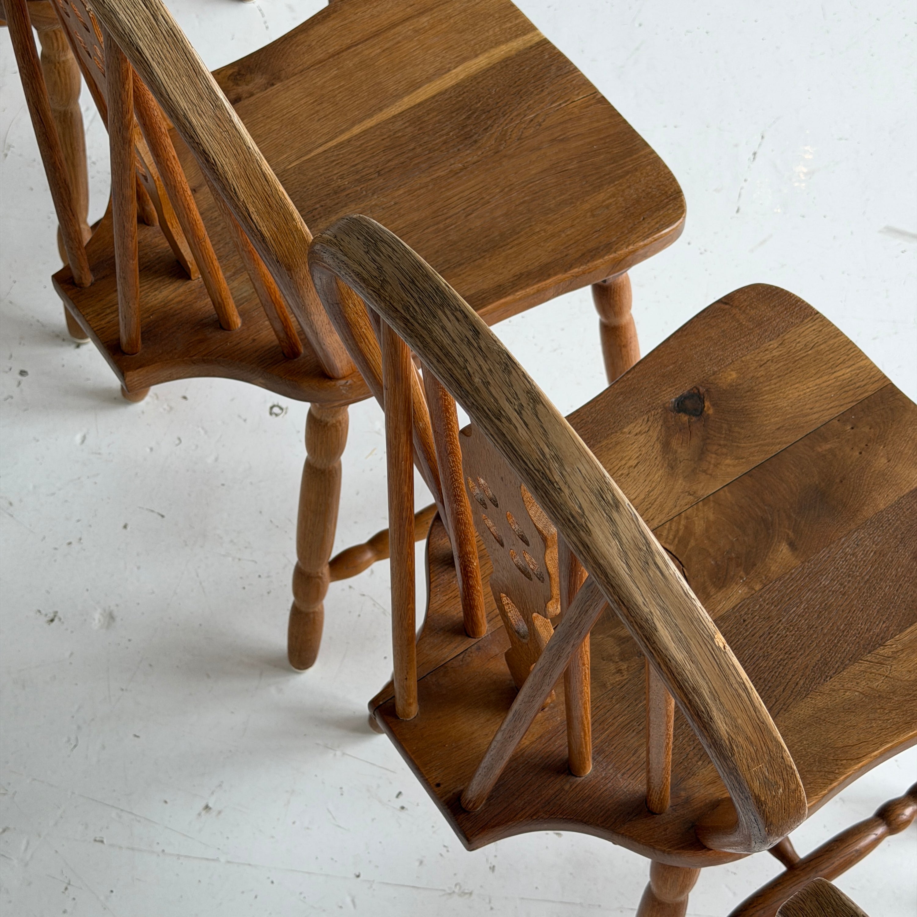 Scandinavian Oak Spindle Back Dining Chairs